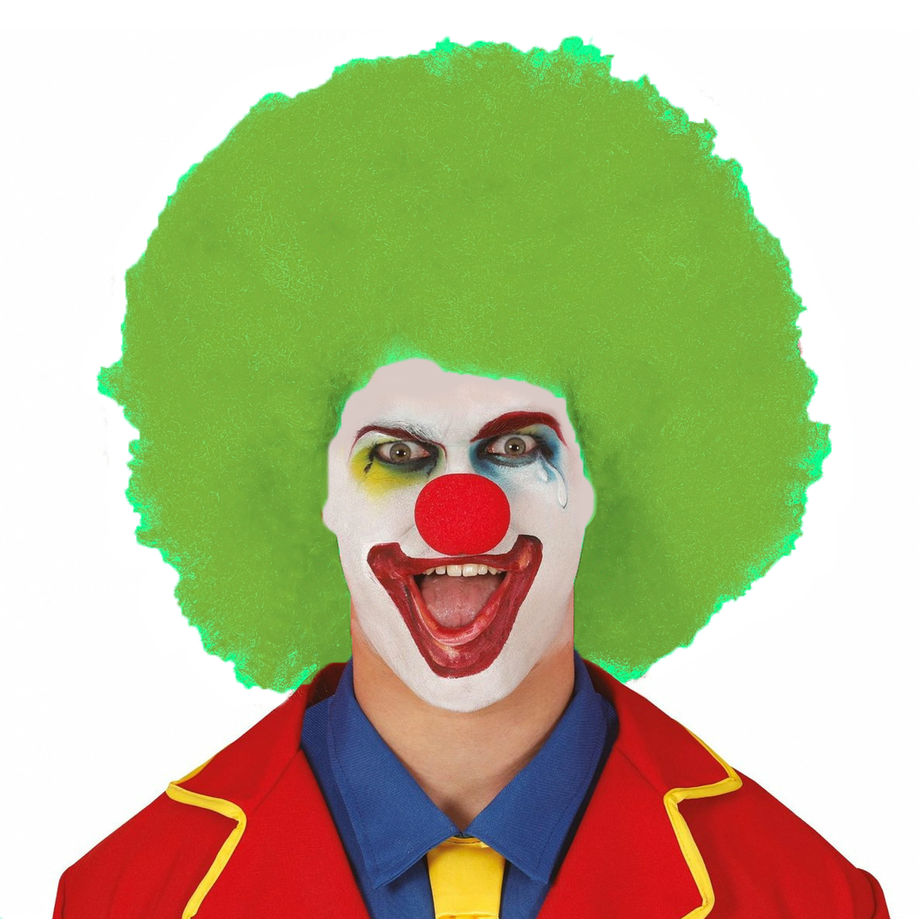 Verkleed pruik clown - groen - voor volwassenen - one size - circus -