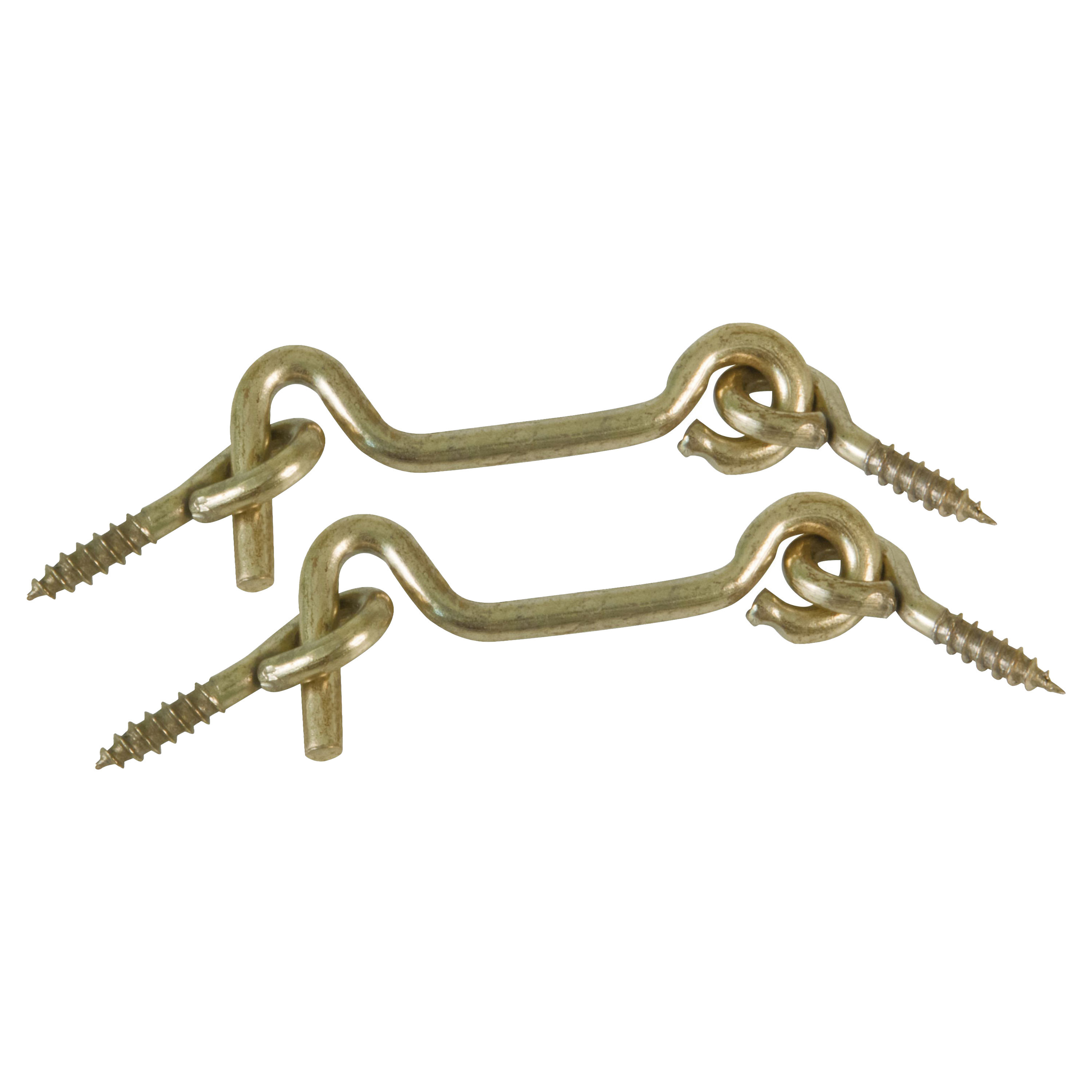 AMIG windhaak / windhaken - 2x - staal - goudkleur - L12 cm - D4 mm - met schroefoog -