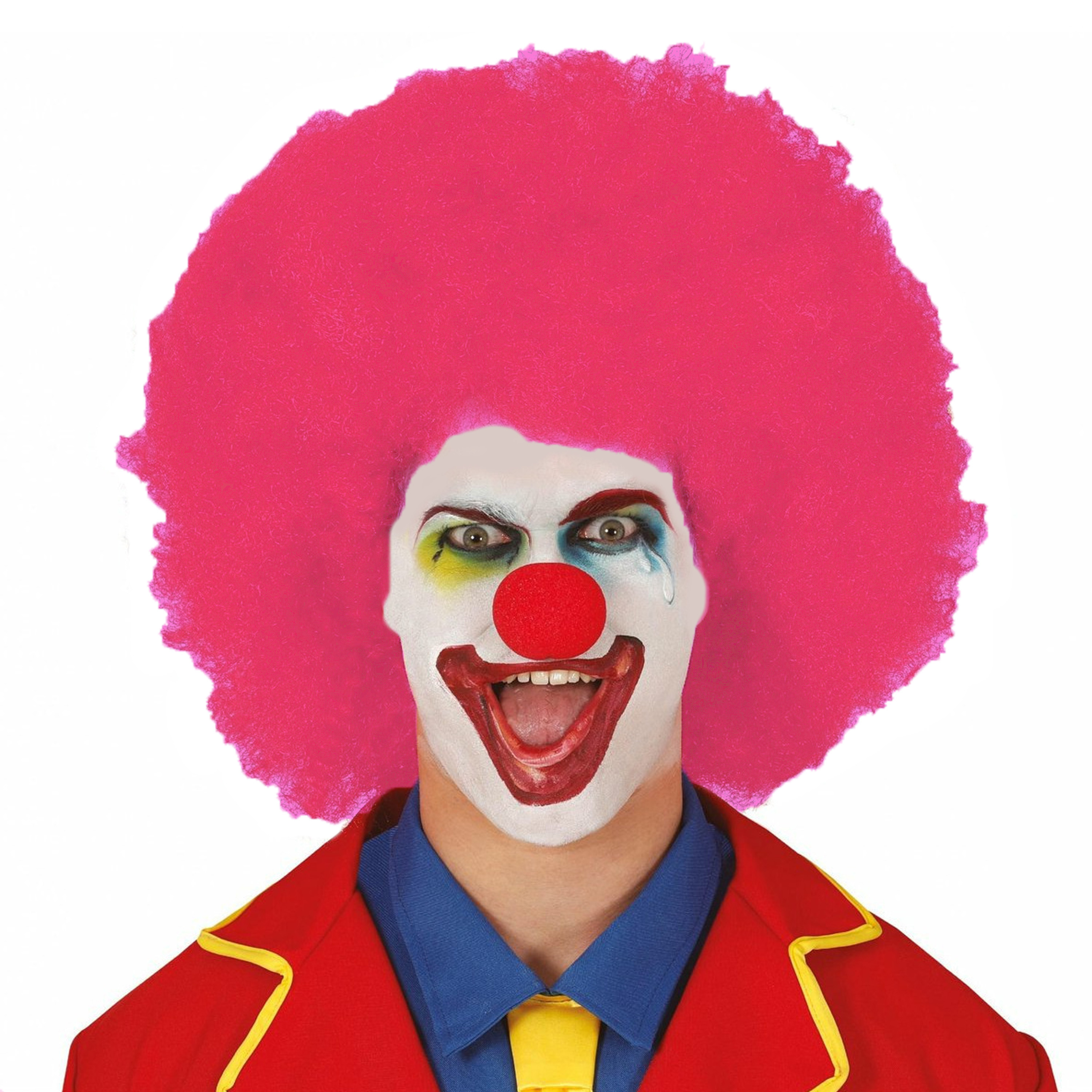 Verkleed pruik clown - roze - voor volwassenen - one size - circus -