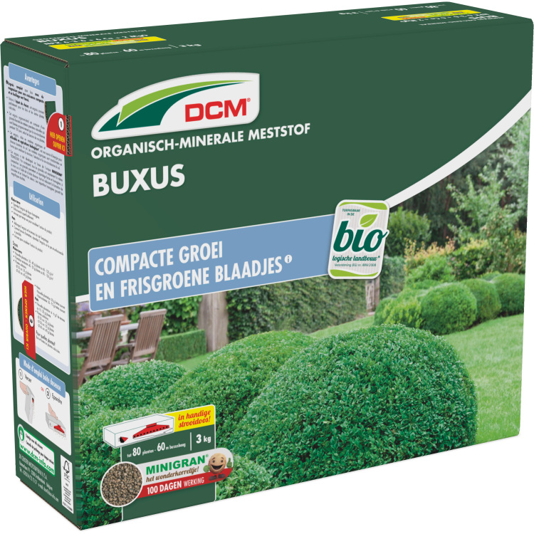 DCM Meststof Buxus 3 kg meststof Tot 60 lopende meter of tot 3,75 m²
