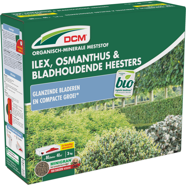 DCM Meststof Ilex, Osmanthus & Bladhoudende Heesters 3 kg meststof Tot 40 m²