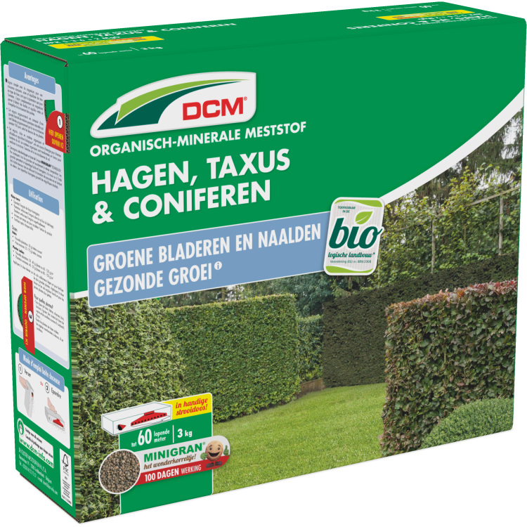 DCM Meststof Hagen, Taxus & Coniferen 3 kg meststof Tot 60 lopende meter