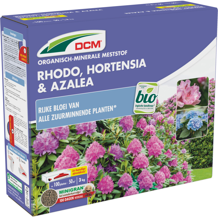DCM Meststof Rhodo, Hortensia & Azalea 3 kg meststof Tot 50 m²