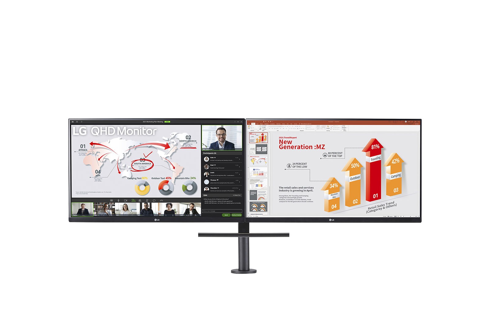 LG Ergo Dual 27QP88DP-BS Monitor Zwart