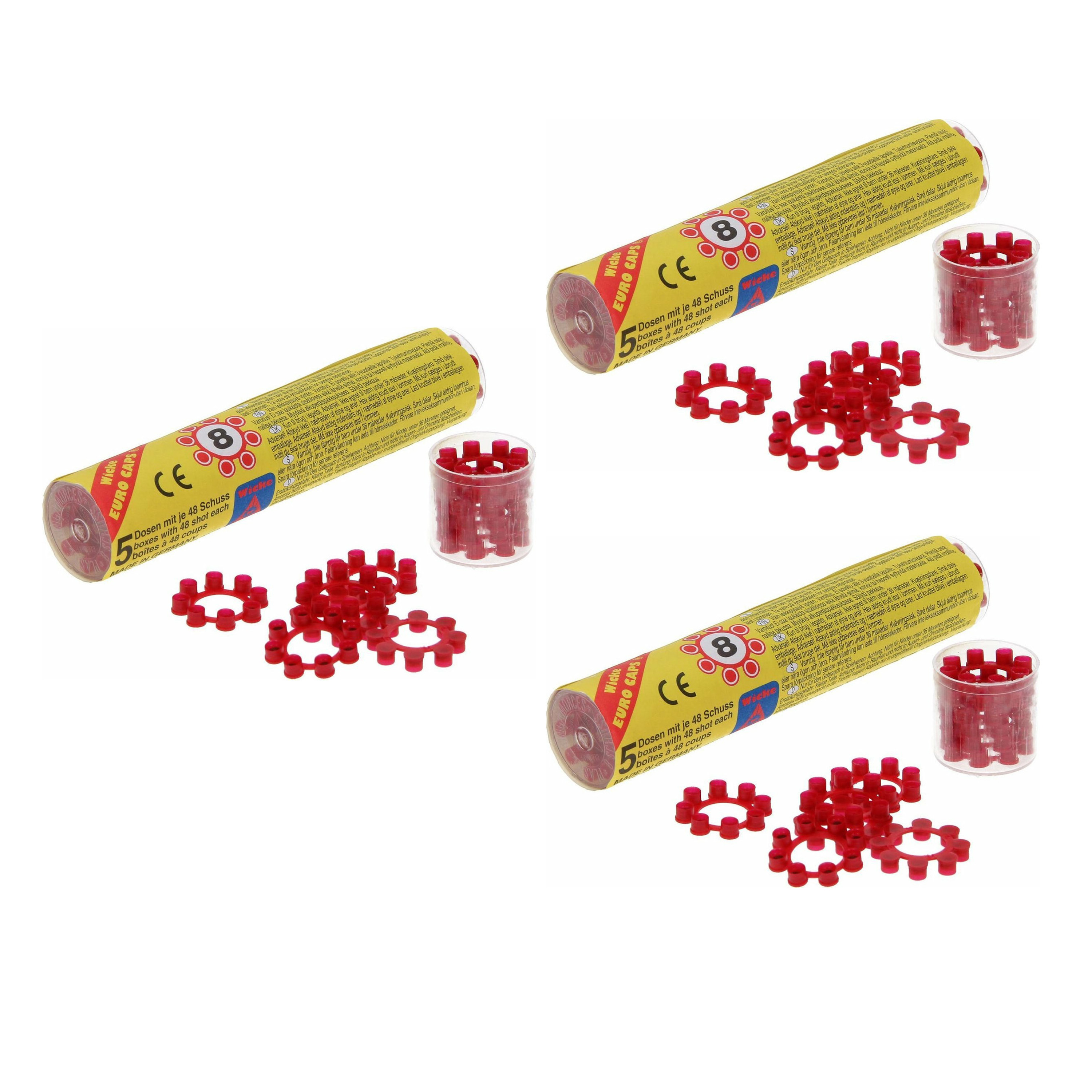 Speelgoed revolver/pistool - 3x - 8-shots plaffertjes ringen - 720 shots verpakking -