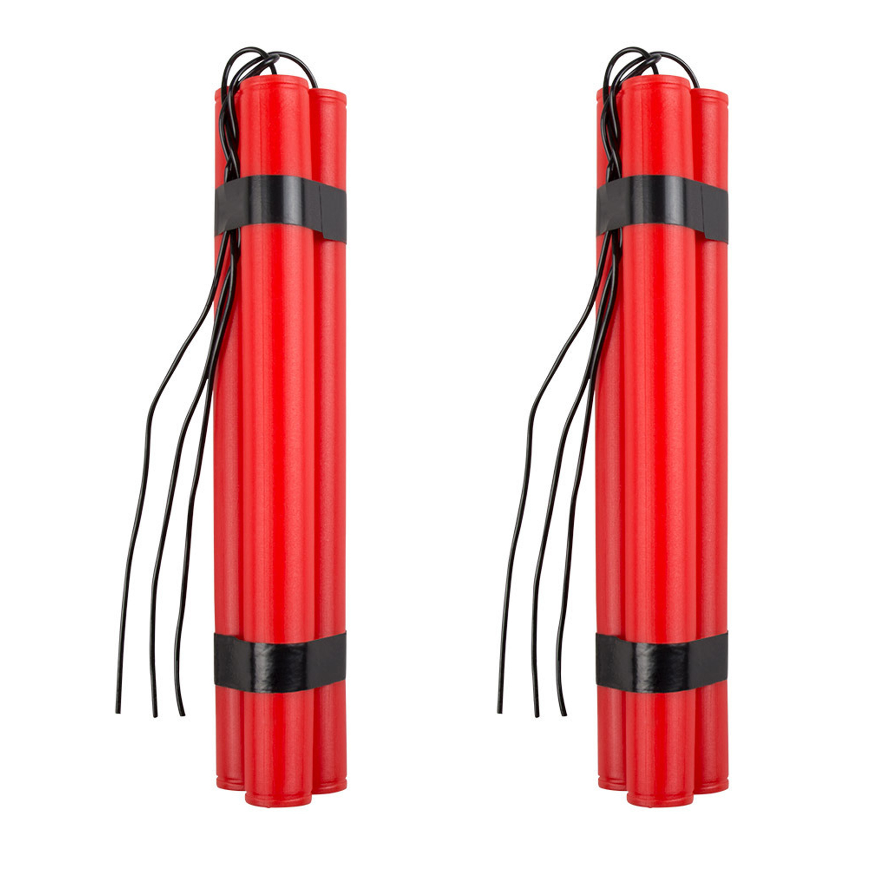 Dynamiet staven van plastic 23 cm - 2x - feestartikelen cowboy/piraten/boeven thema - rood -