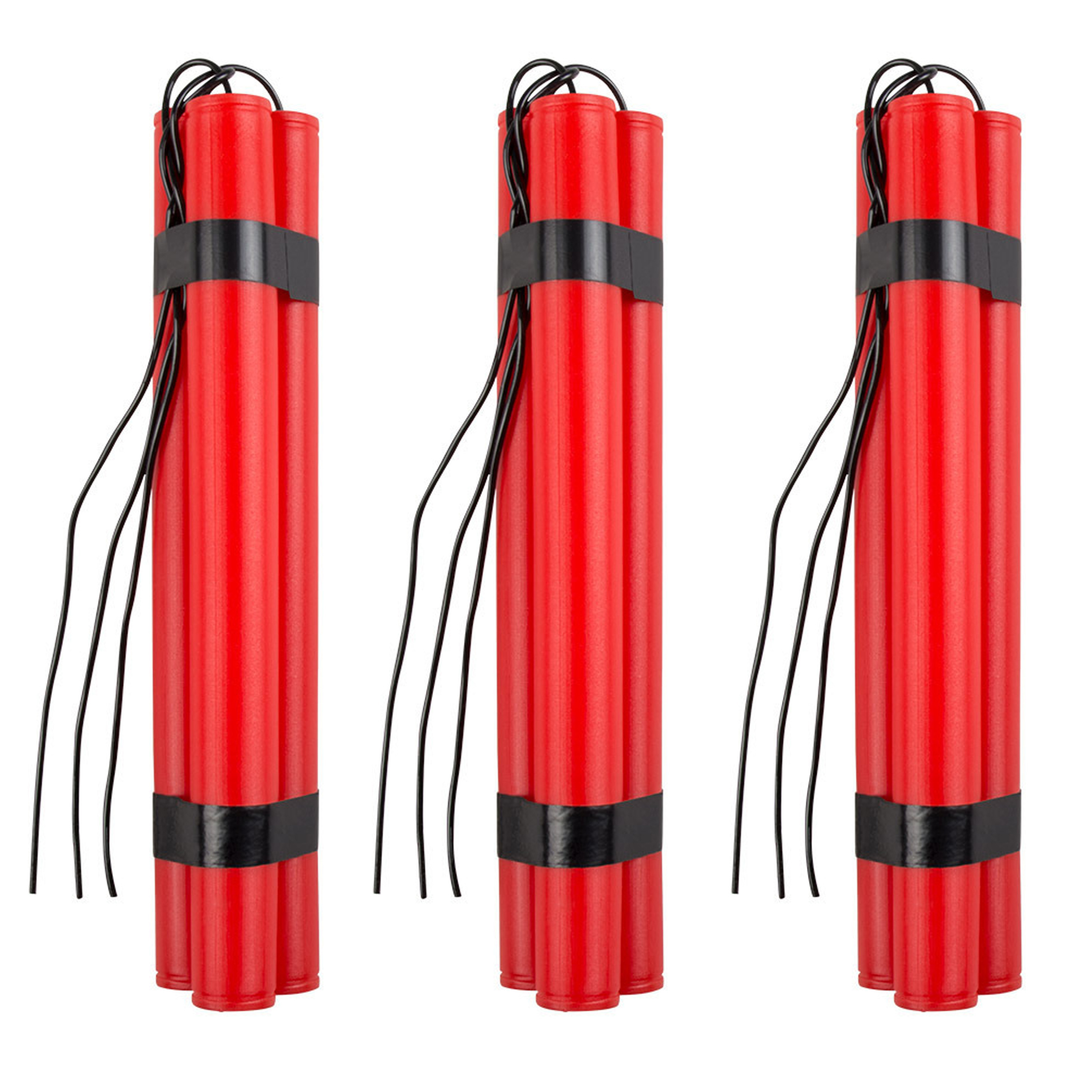Dynamiet staven van plastic 23 cm - 3x - feestartikelen cowboy/piraten/boeven thema - rood -