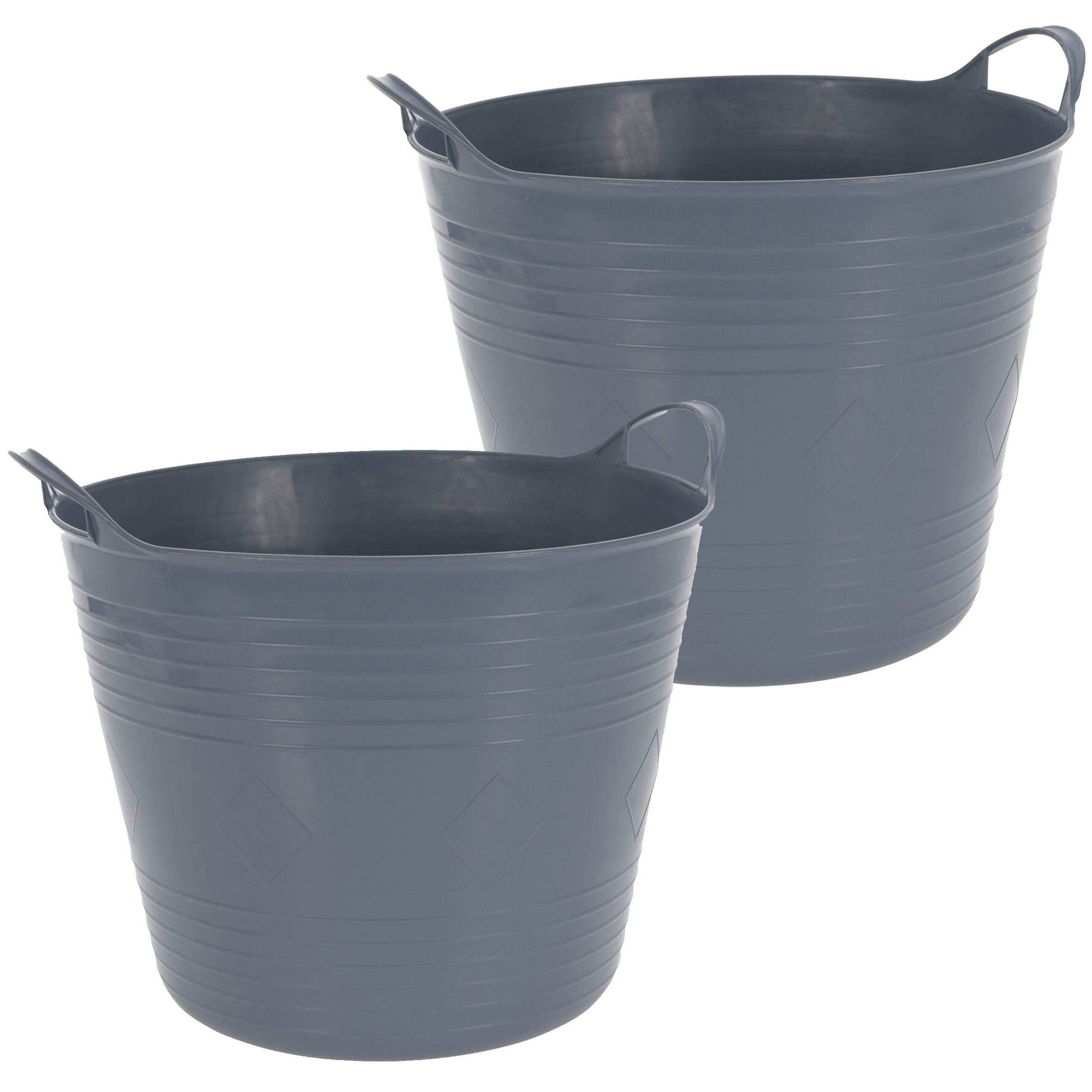 Flexibele emmer - 2x - blauw - 27 liter - kunststof - 40 x 35 cm -