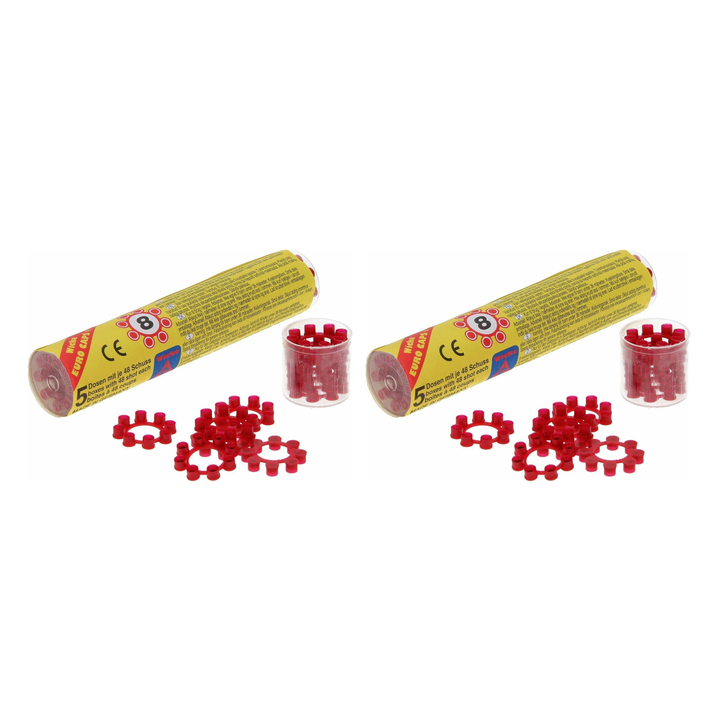 Speelgoed revolver/pistool - 2x - 8-shots plaffertjes ringen - 480 shots verpakking -