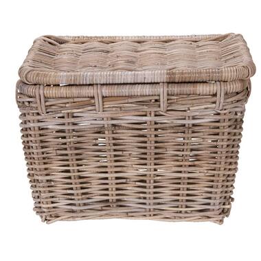 Mand met deksel Meike - antiek grijs - 47x34x35 cm - Leen Bakker