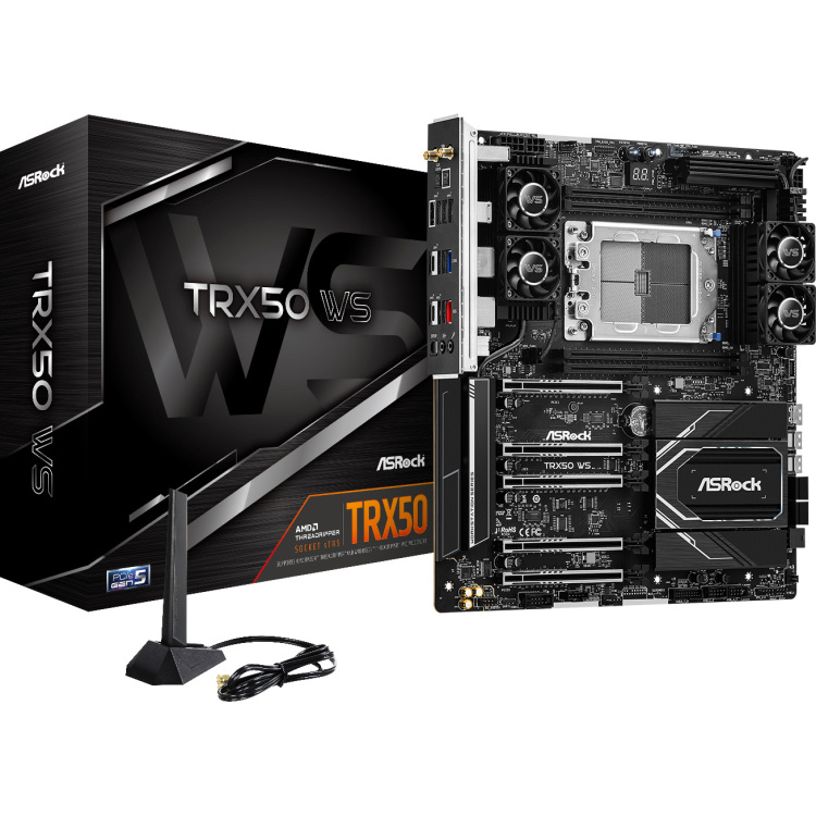ASRock TRX50 WS moederbord RAID, 2,5Gb-LAN, WLAN, BT, Sound, ATX