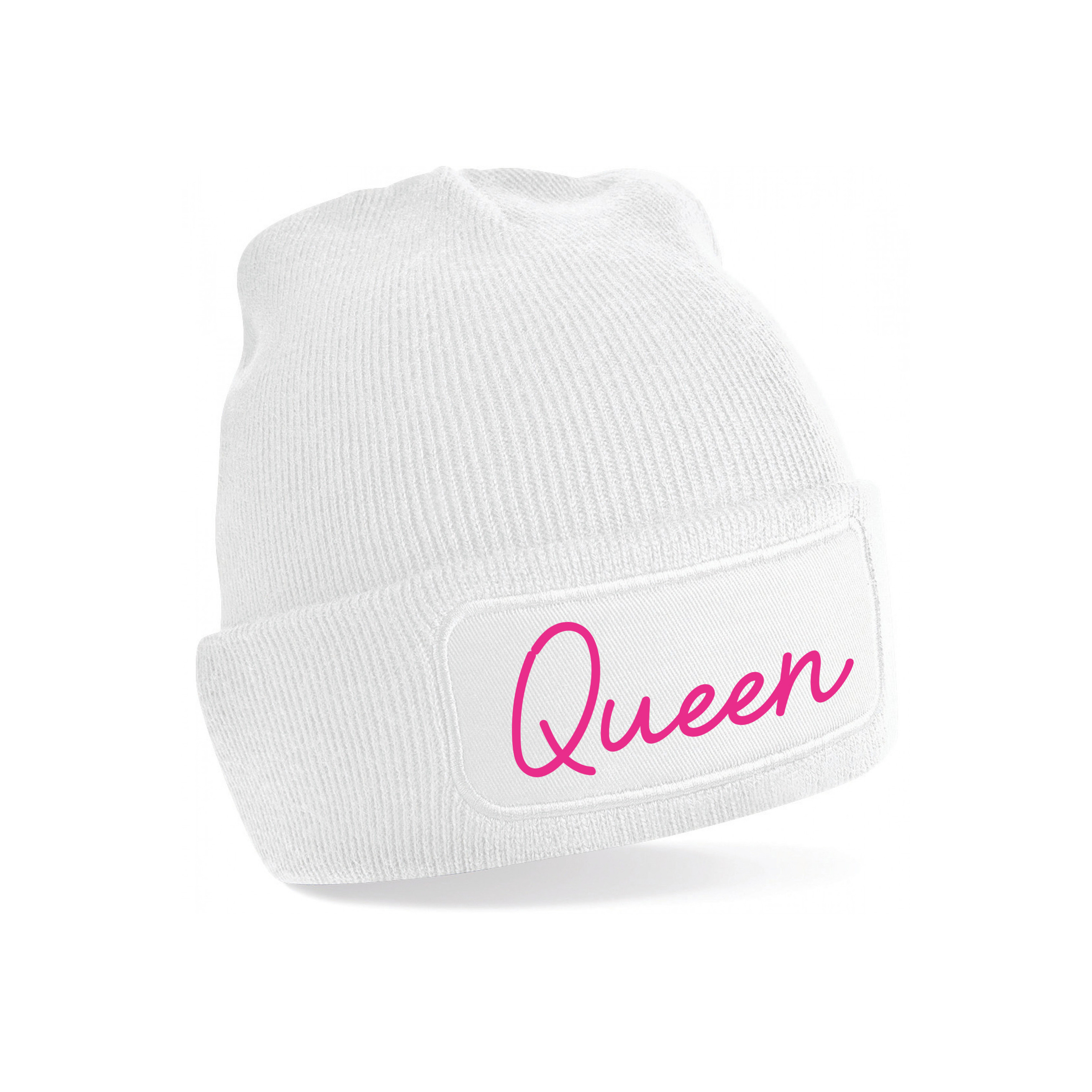 Wintersport muts voor dames - Queen - wit - one size - volwassenen - Apres ski beanie One size -
