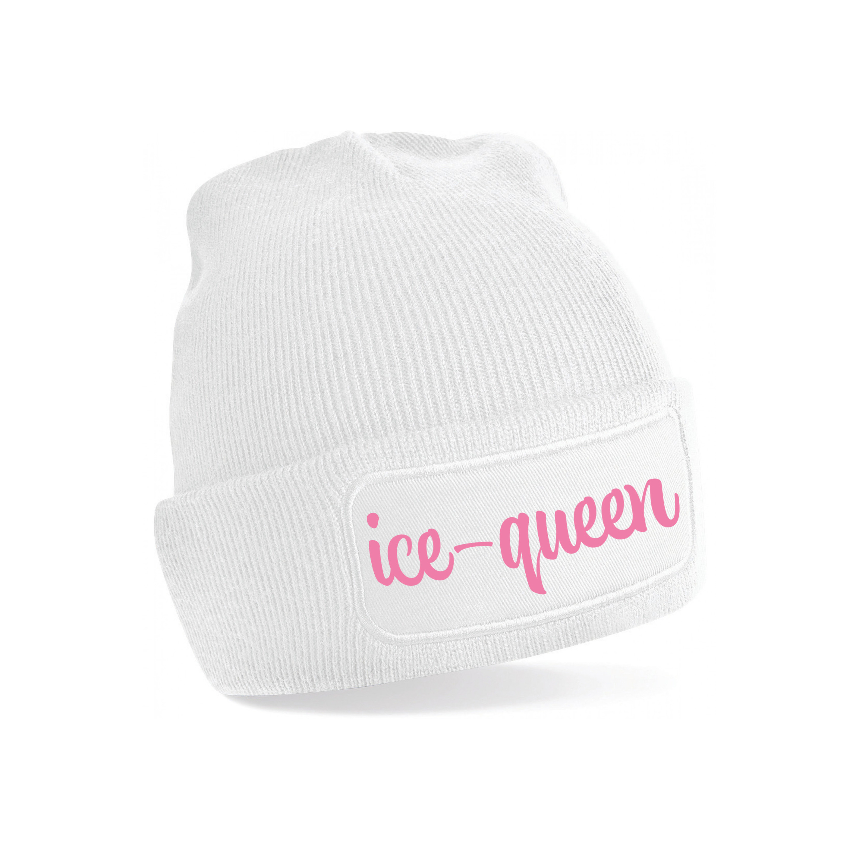 Wintersport muts voor dames - Ice Queen - wit - one size - volwassenen - Apres ski beanie One size -
