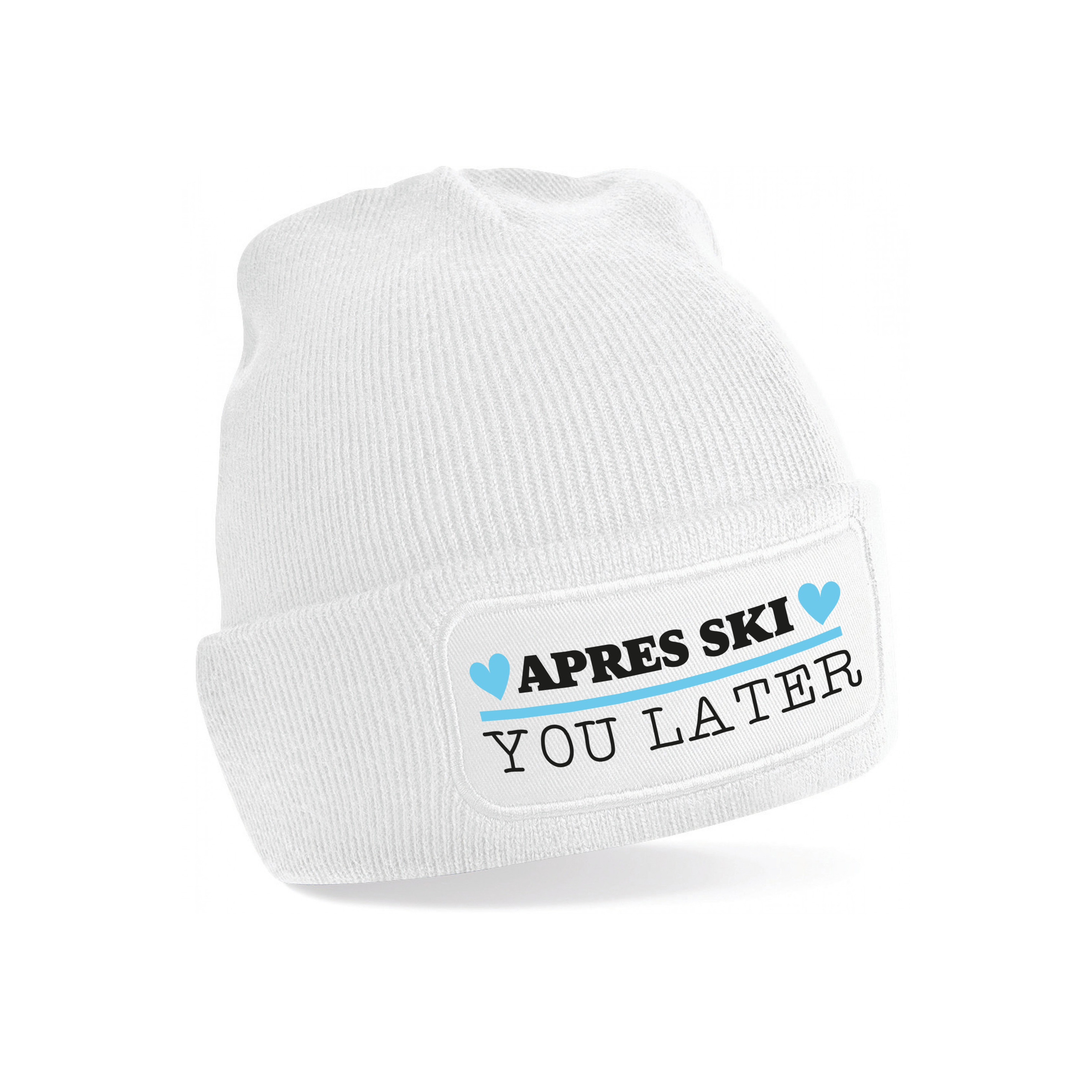 Wintersport muts voor dames - apres ski you later - wit - one size - volwassenen - beanie One size -