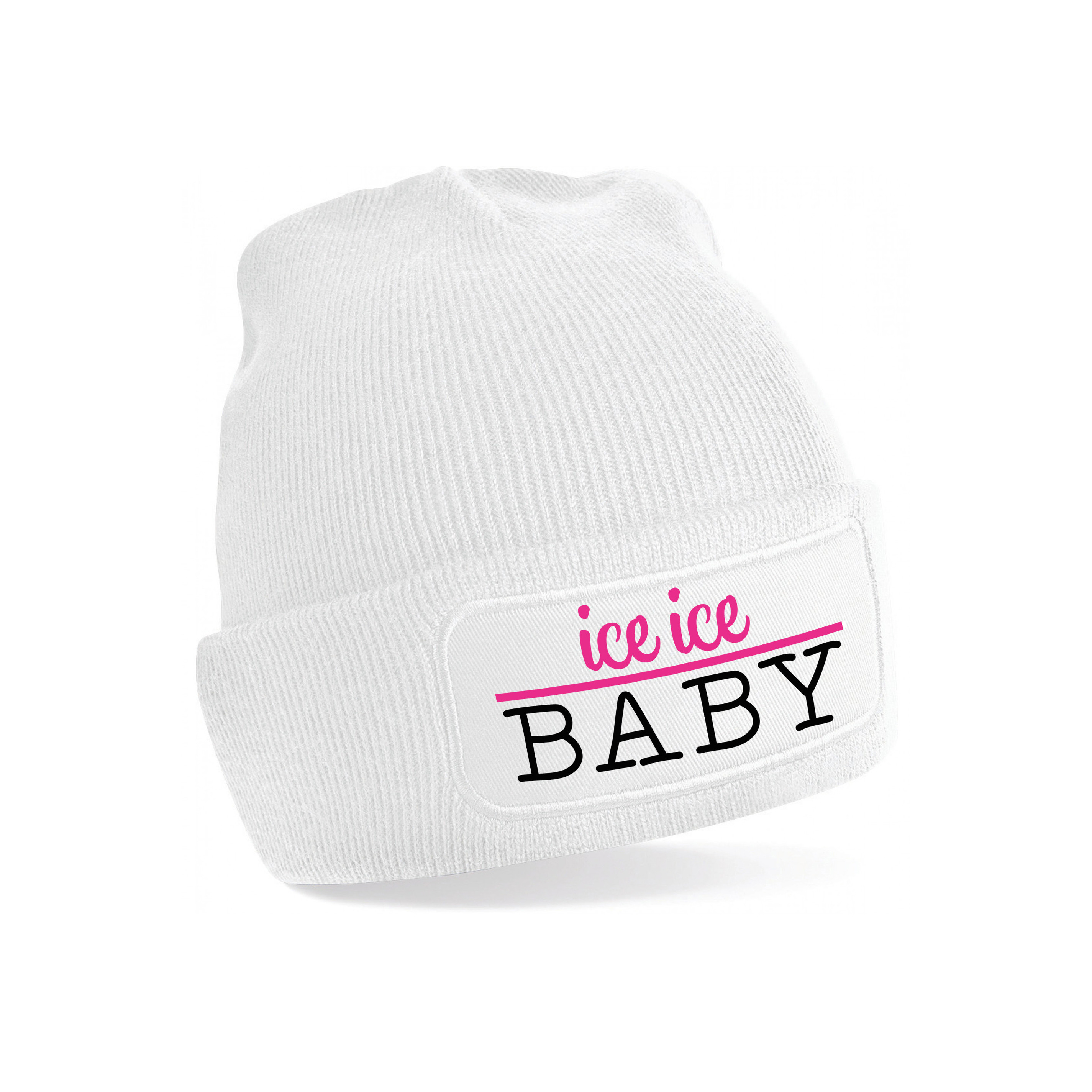 Wintersport muts voor dames - ice ice baby - wit - one size - volwassenen - Apres ski beanie One size -