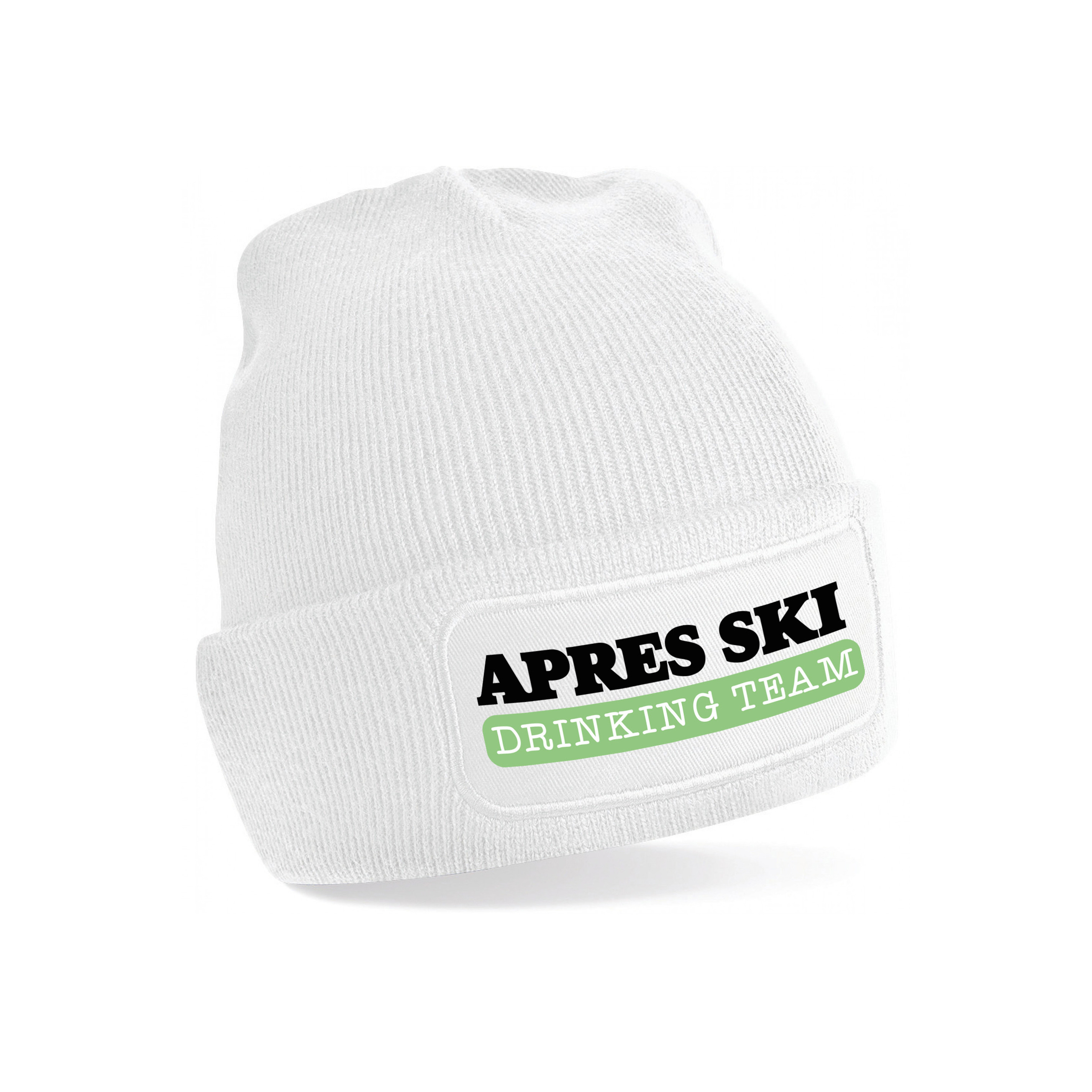 Wintersport muts voor dames - drinking team - wit - one size - volwassenen - Apres ski beanie One size -
