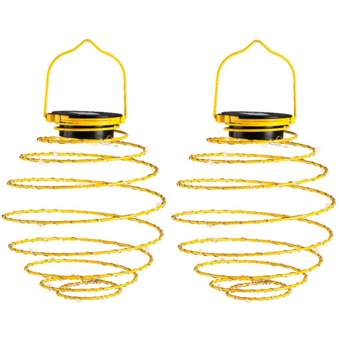 Hanglamp - 2x - solar verlichting - geel - D16 cm - metaal - tuinverlichting -