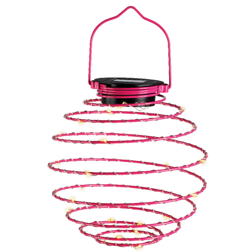 Hanglamp - solar verlichting - fuchsia roze - D16 cm - metaal - tuinverlichting -