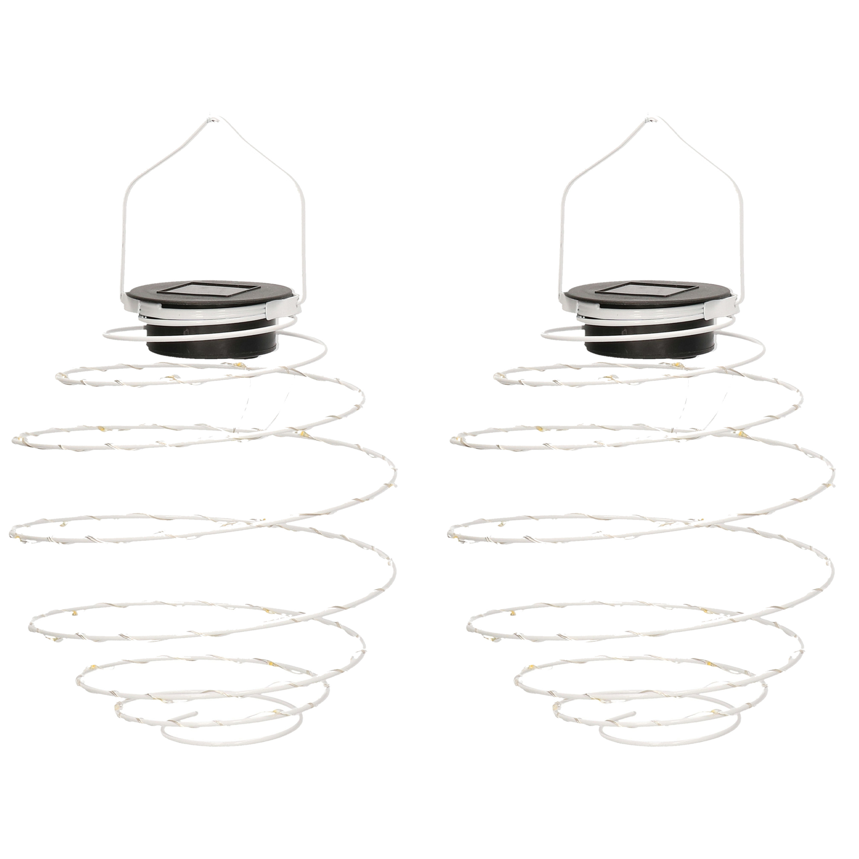 Hanglamp - 2x - solar verlichting - wit - D16 cm - metaal - tuinverlichting -
