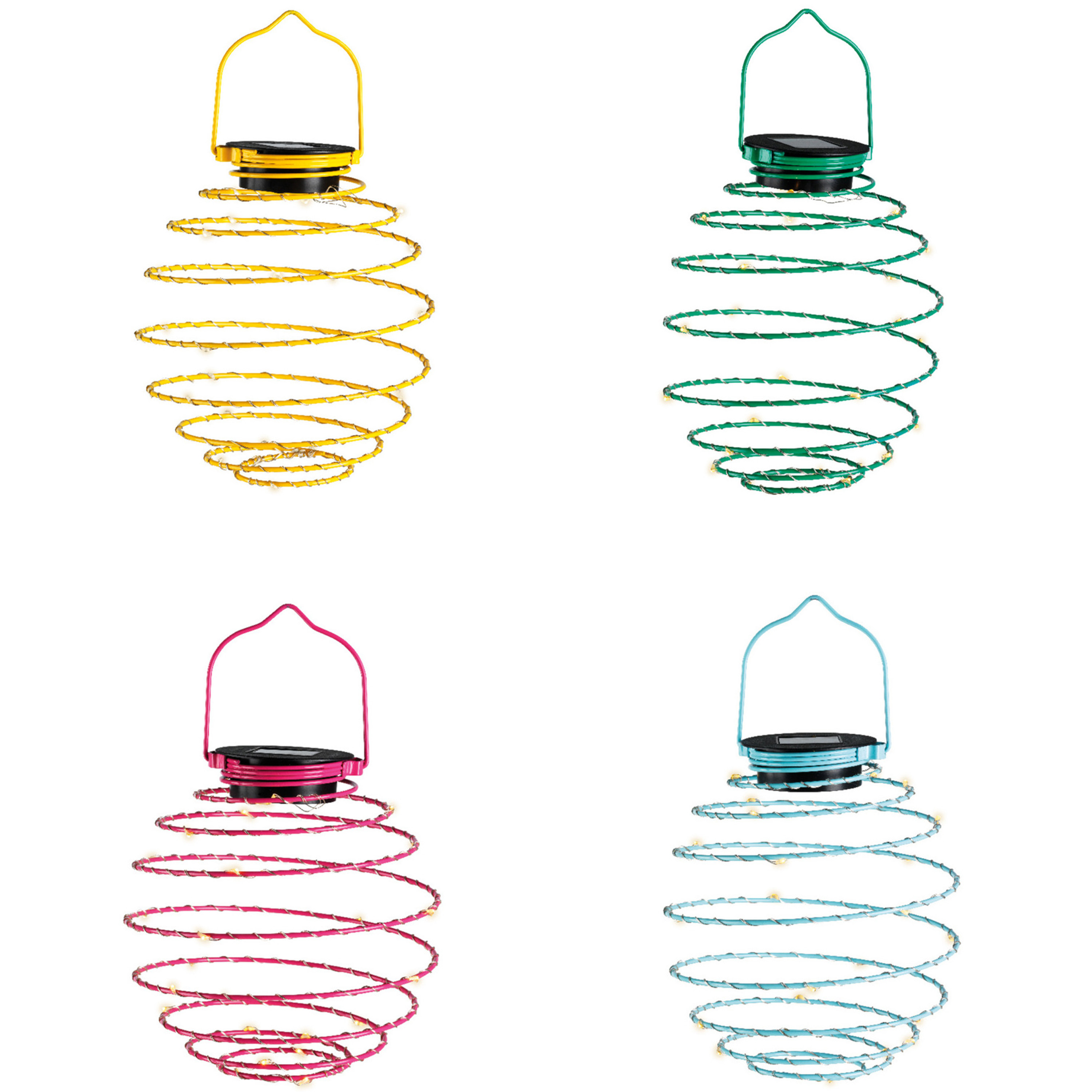 Hanglamp - set van 4 - solar verlichting - multi kleur - D16 cm - metaal - tuinverlichting -