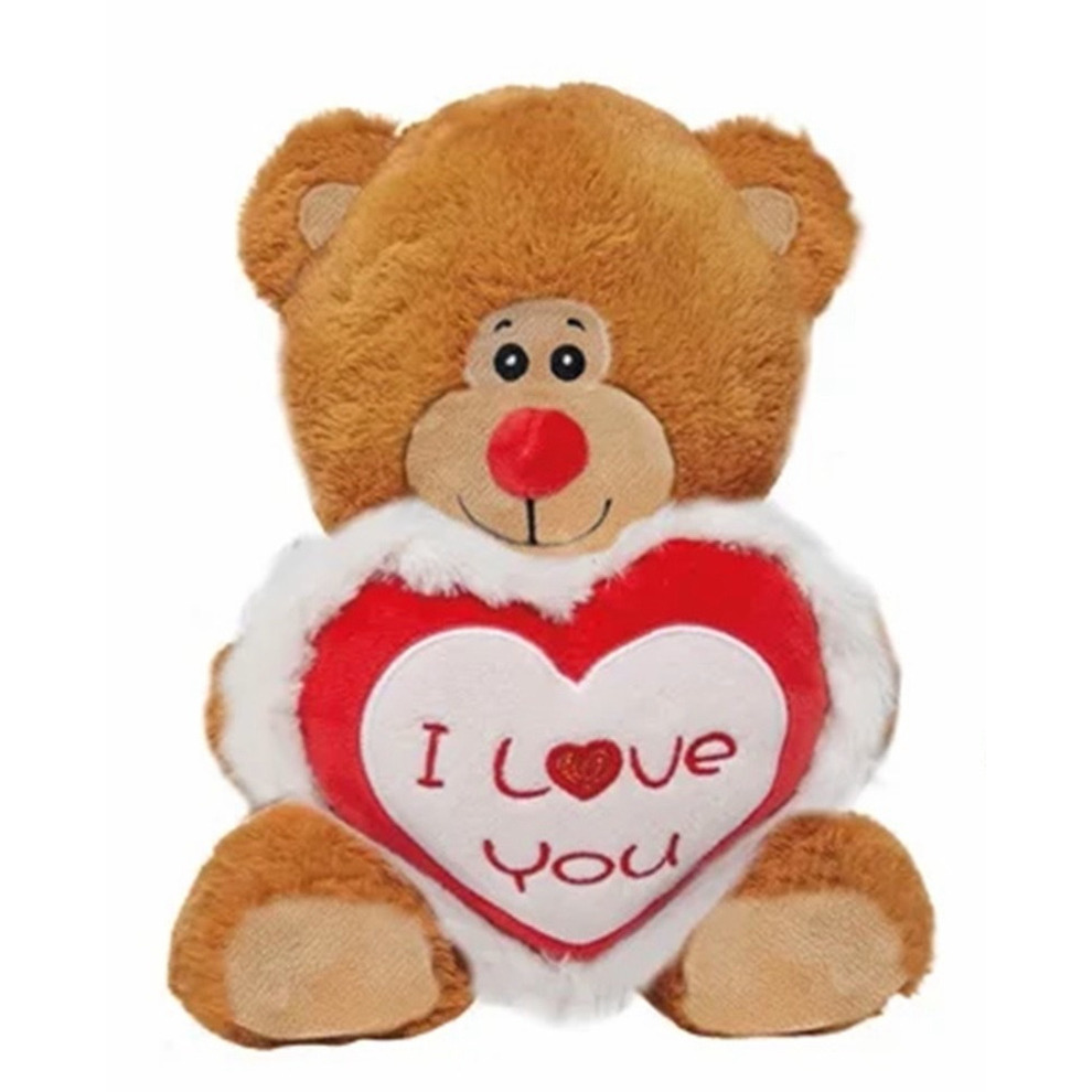 Pluche knuffelbeer/teddybeer met I love you hartje - bruin - 30 cm -