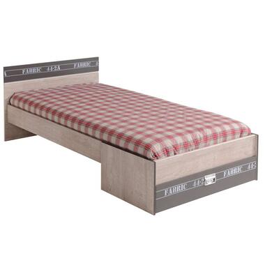 Bed Fabric - eikenkleur/grijs - 65,8x98,6x207,2 cm - Leen Bakker