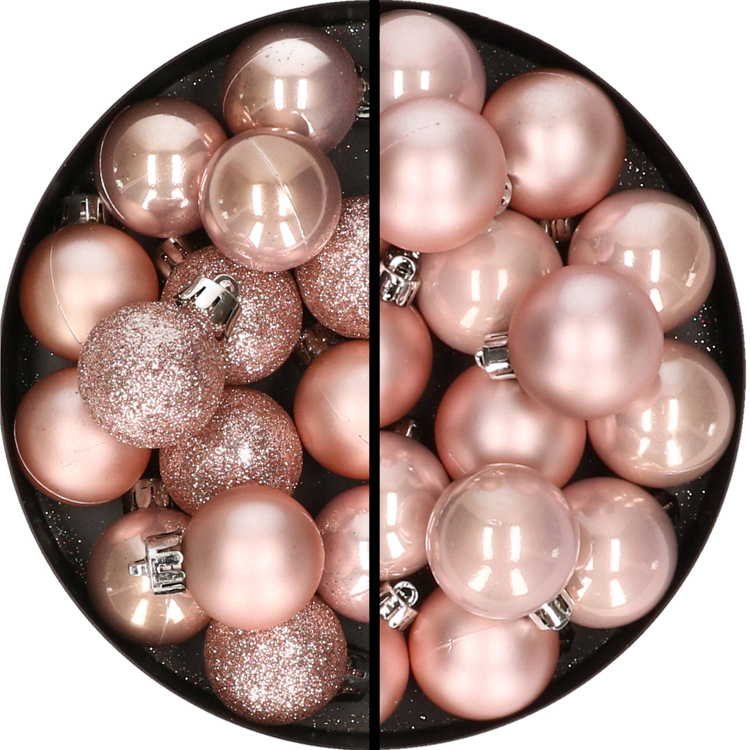 30x stuks kunststof kerstballen lichtroze 3 en 4 cm - Kerstbal