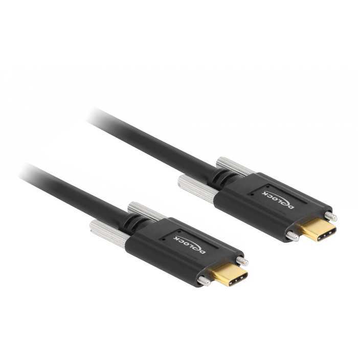 DeLOCK SuperSpeed USB-C 3.1 Gen 2 male > USB-C male met schroeven aan de zijkanten kabel 1 meter