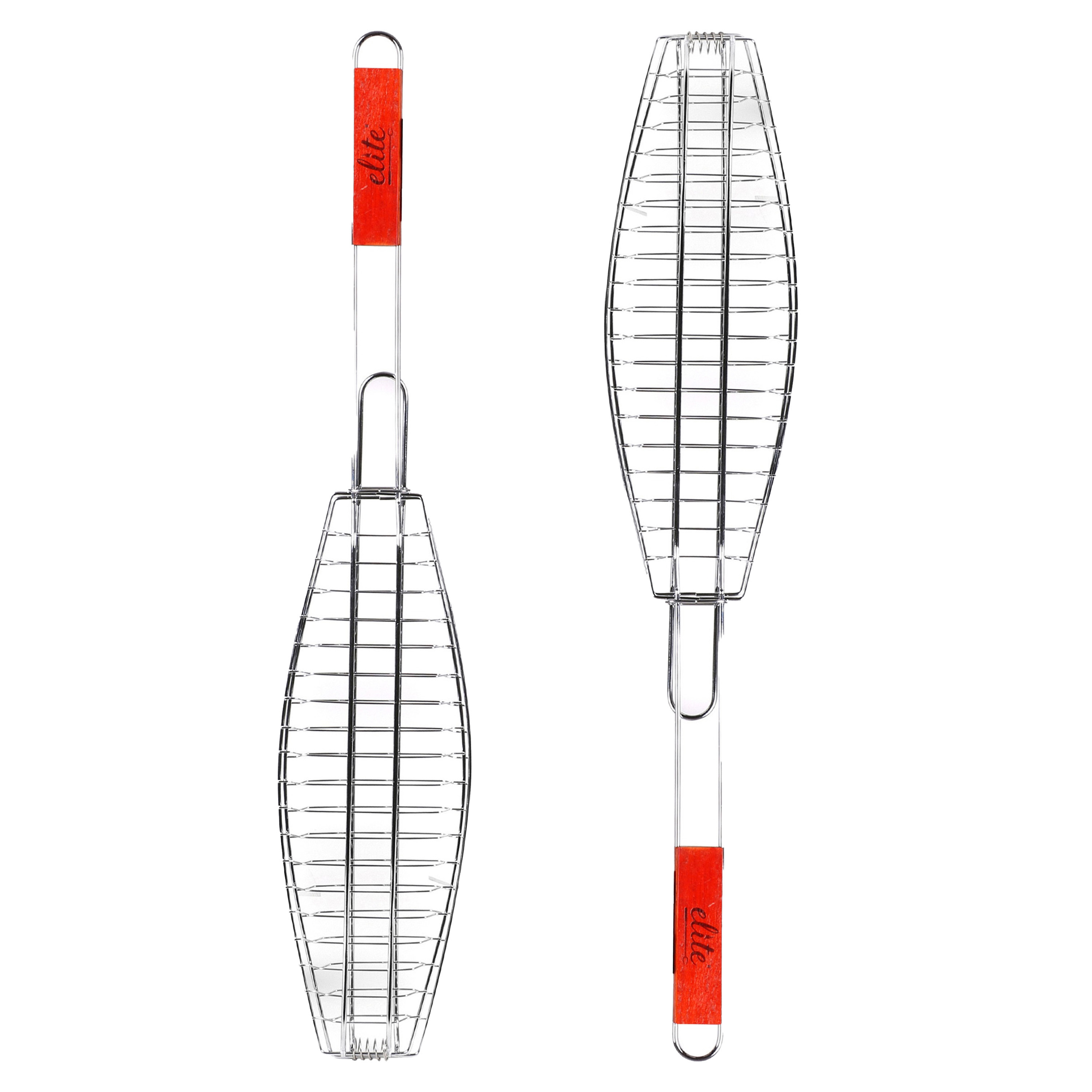BBQ/barbecue rooster - 2x - klem grill - metaal - 72 x 14 x 1 cm - Speciaal voor vis -