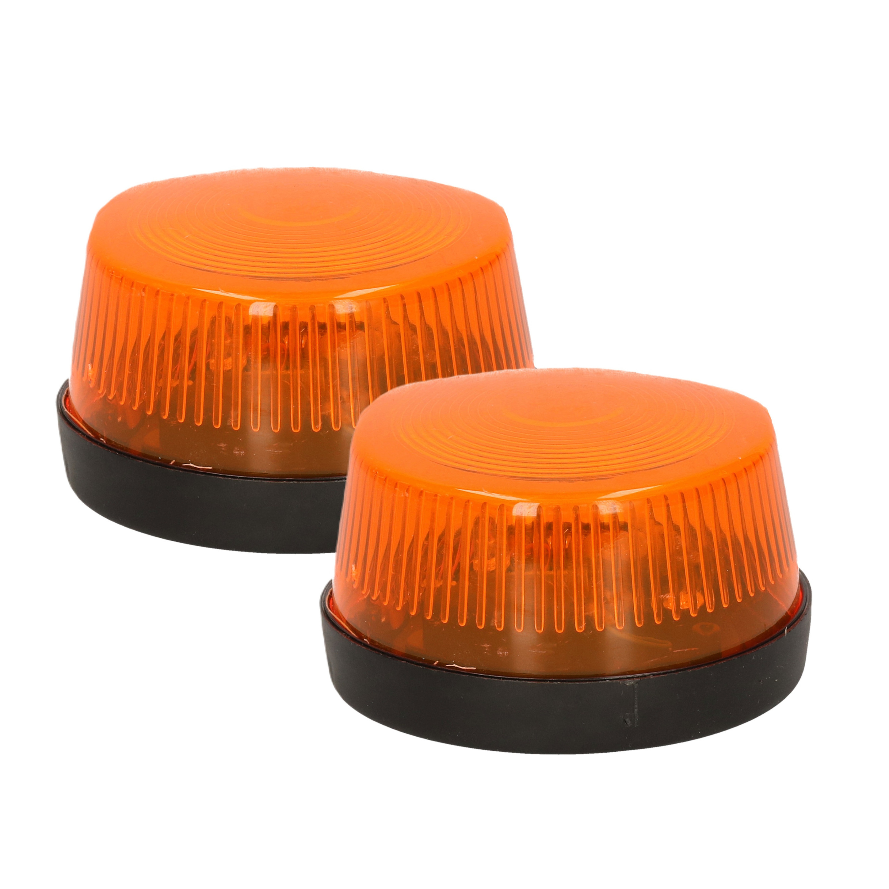 LED zwaailamp/zwaailicht met sirene - 2x - oranje waarschuwingslicht - 7 cm -