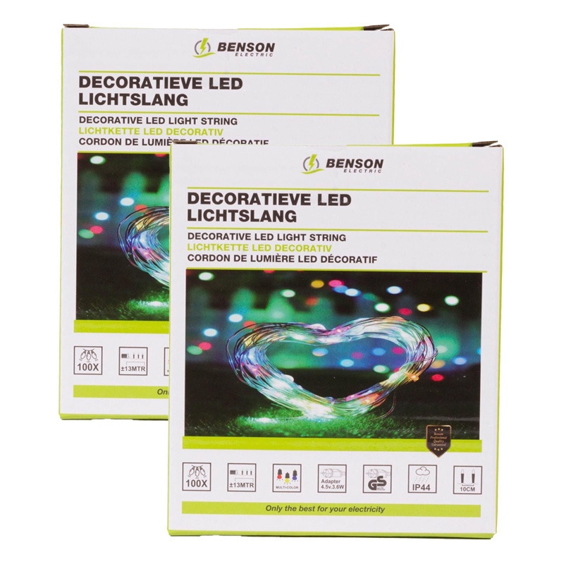 Lichtsnoer - 2x - LED - multicolor - waterdicht - 13M - lichtslang / feestversiering -