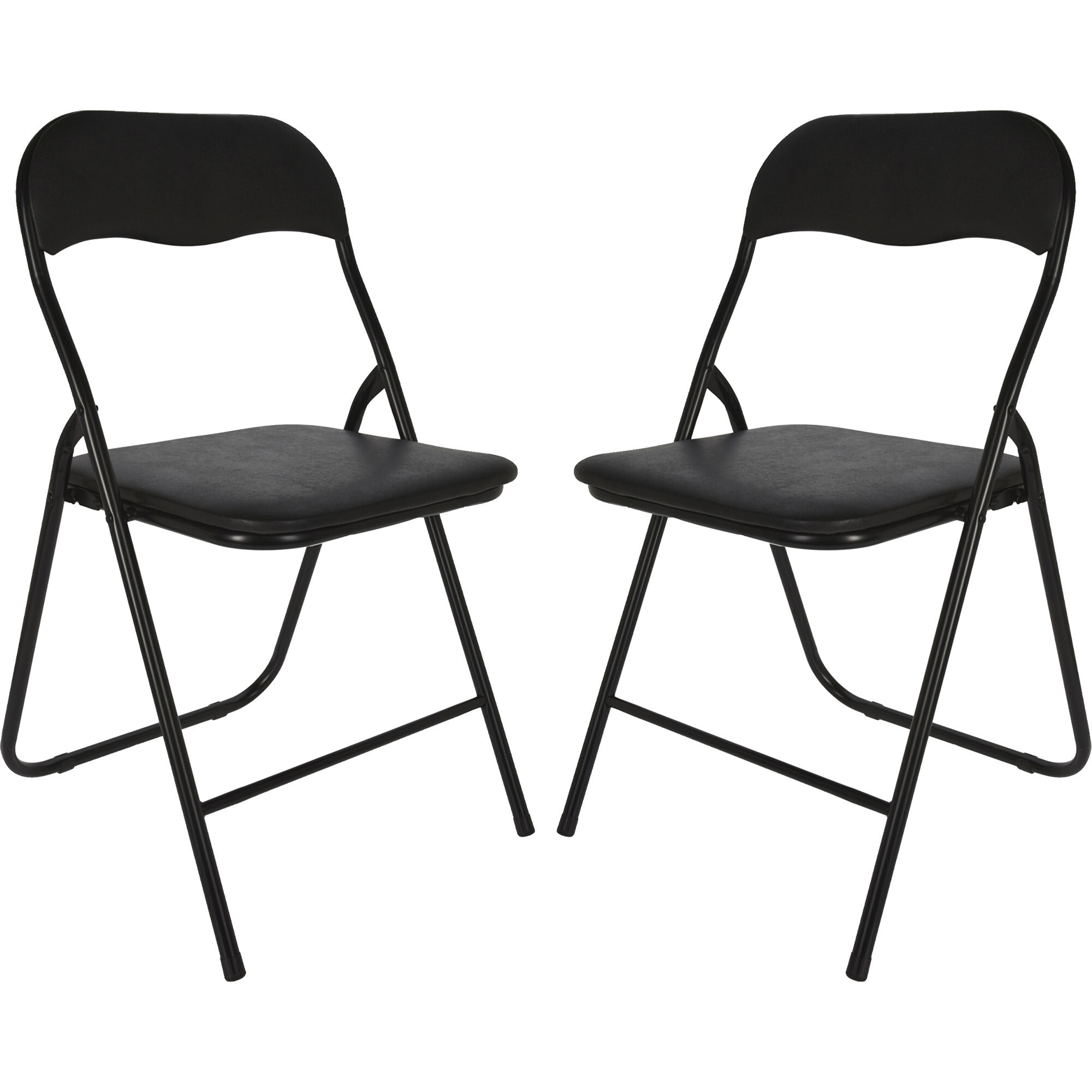 Klapstoel met kunstleer zitting - 4x - zwart - 40 x 38 x 88 cm - metaal -
