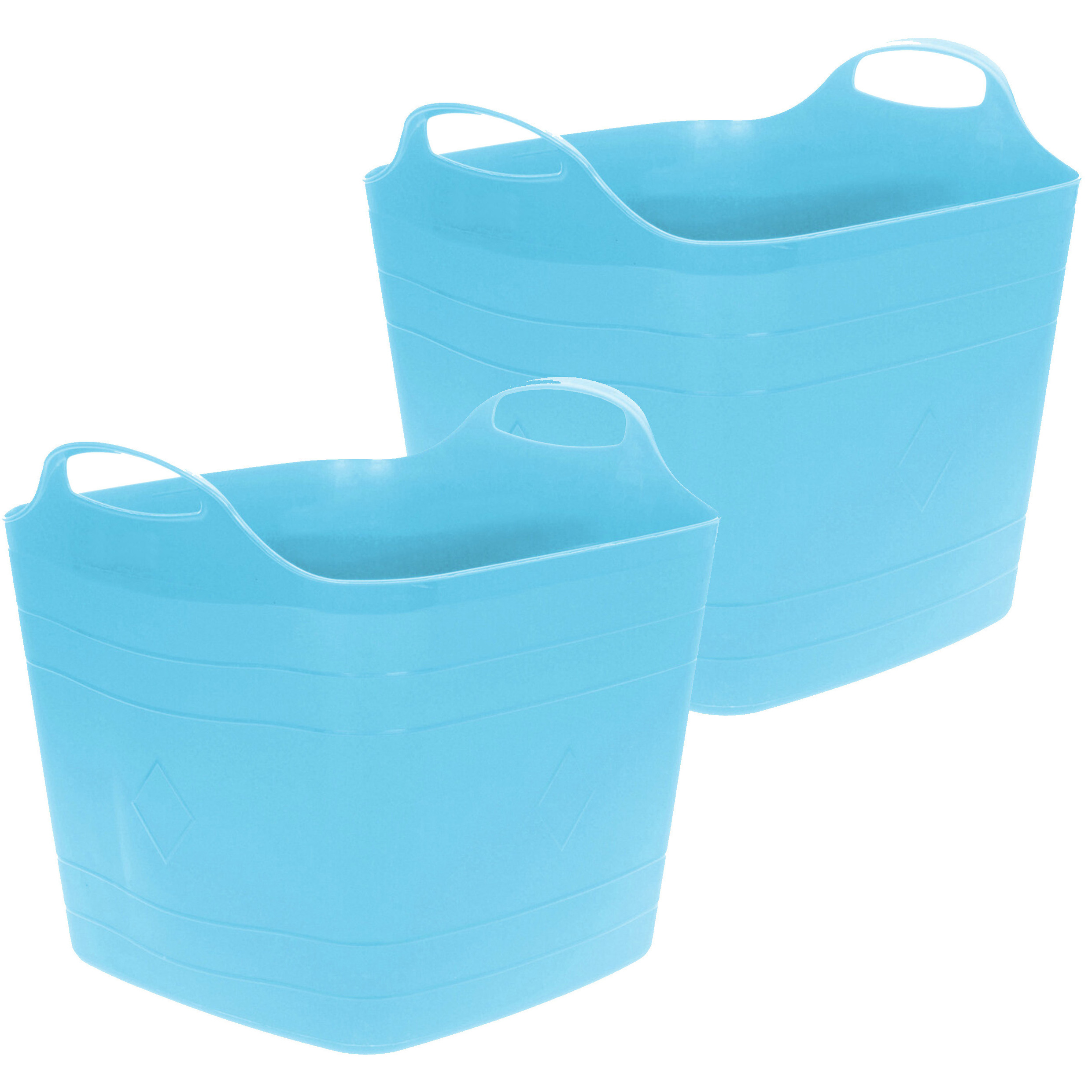 Flexibele emmer - 2x - blauw - 25 liter - kunststof - vierkant - 35 x 38 cm -