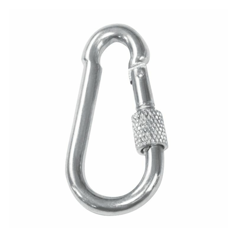 AMIG Karabijnhaak met schroefsluiting - 1x - 10 x 100mm gegalvaniseerd staal - 120kg - musketonhaak -