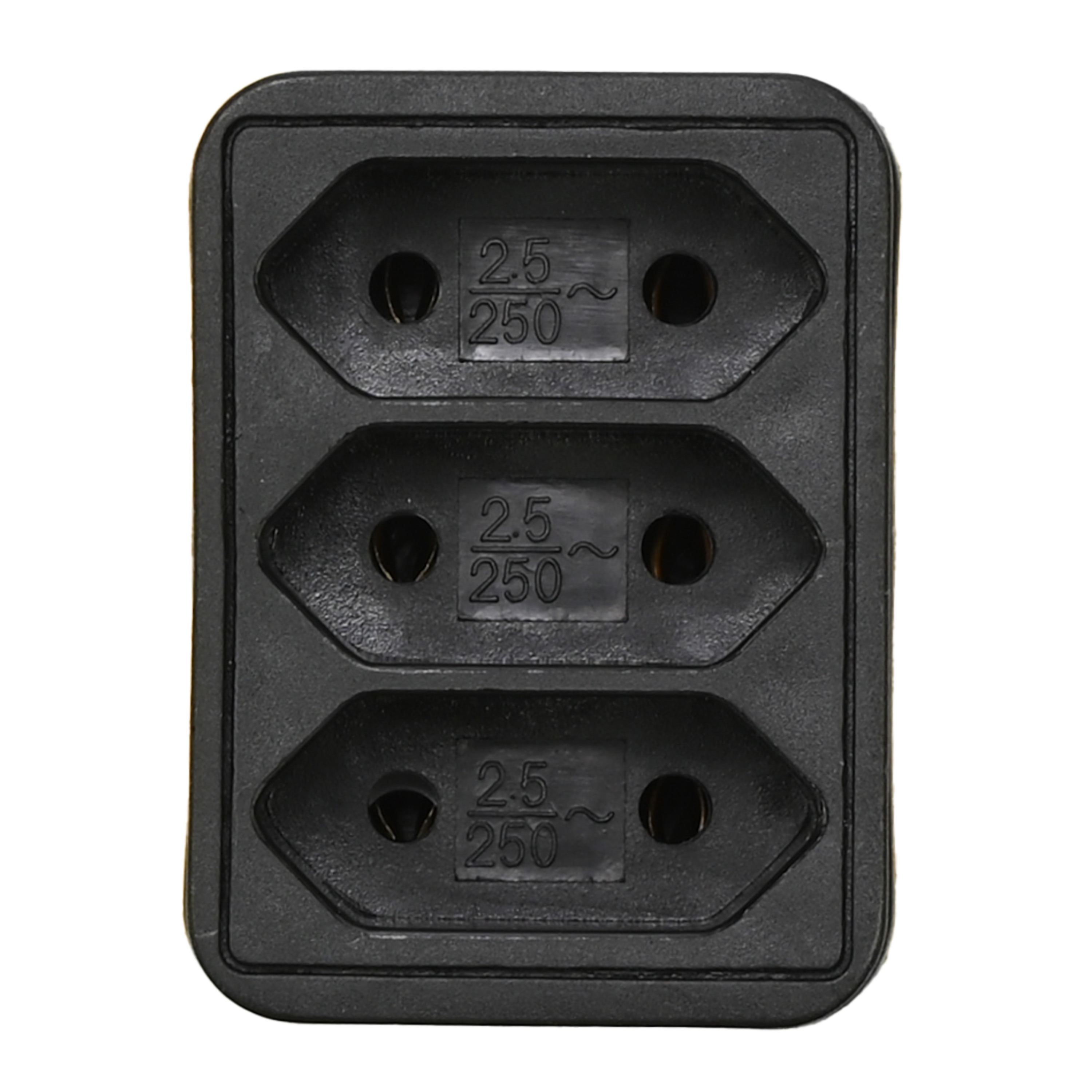 Stopcontact splitter - triple - zwart - voor 3 platte stekkers - verdeelstekkers -