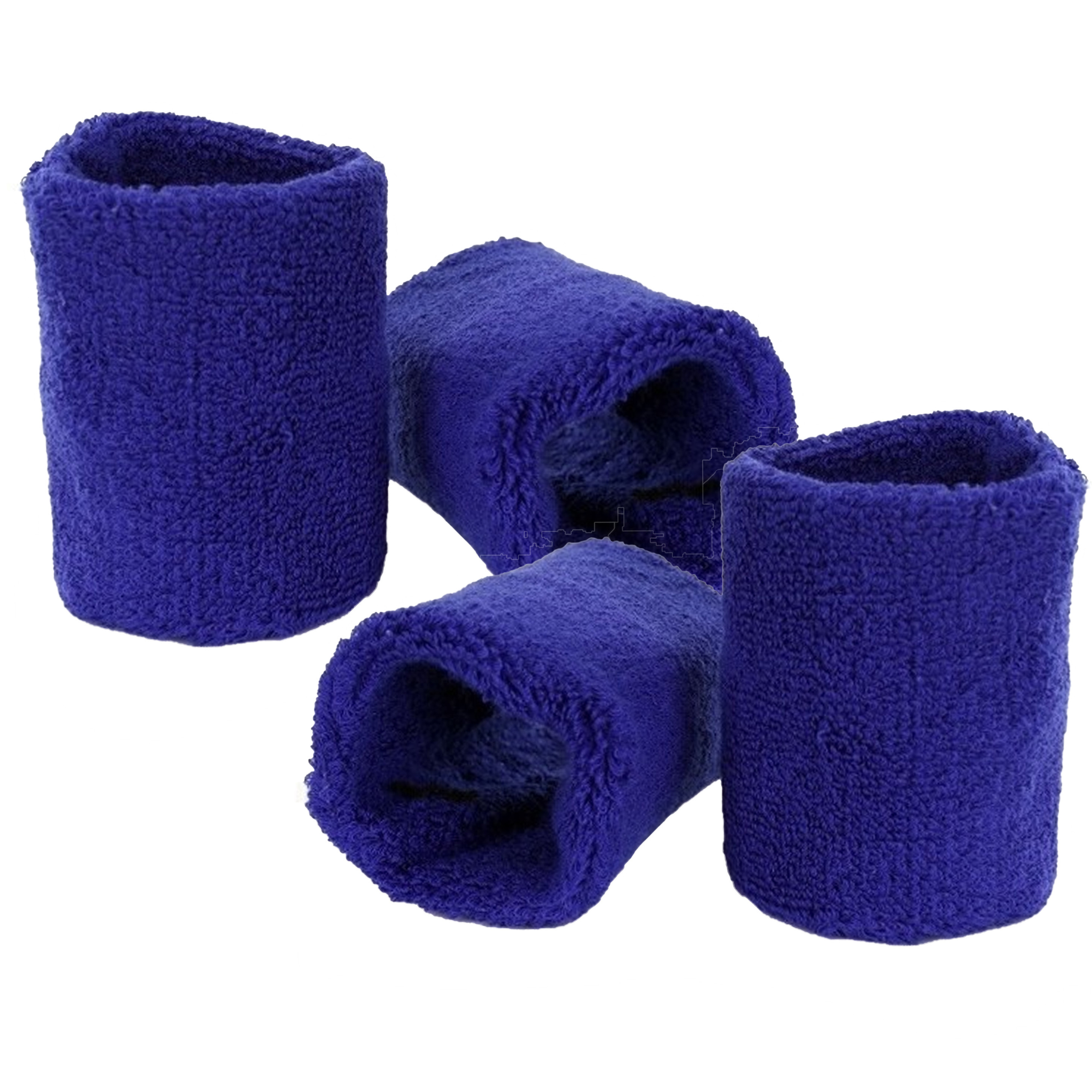 Pols zweetbandjes blauw voor volwassenen 4x stuks -