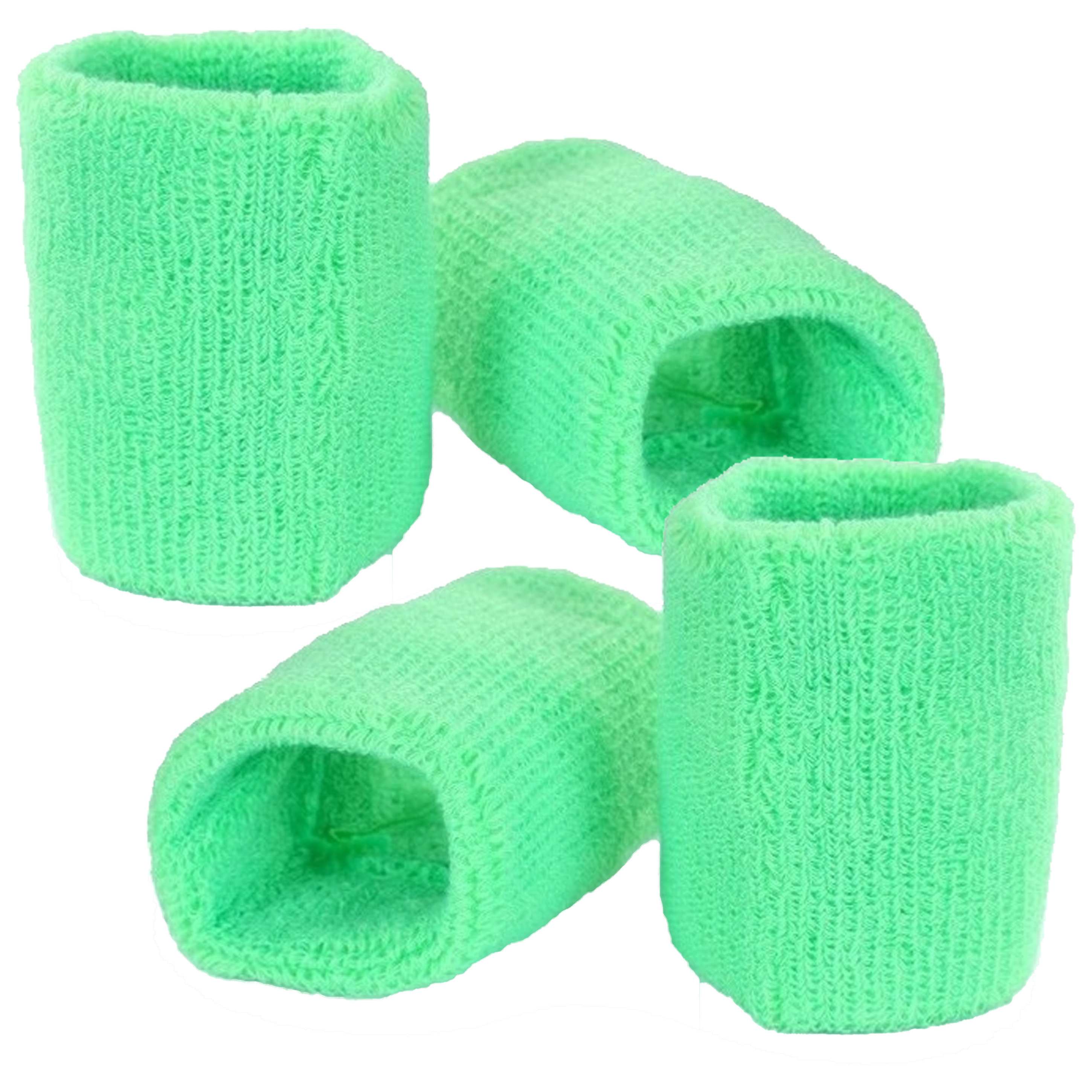 Pols zweetbandjes neon groen - voor volwassenen - 4x stuks -