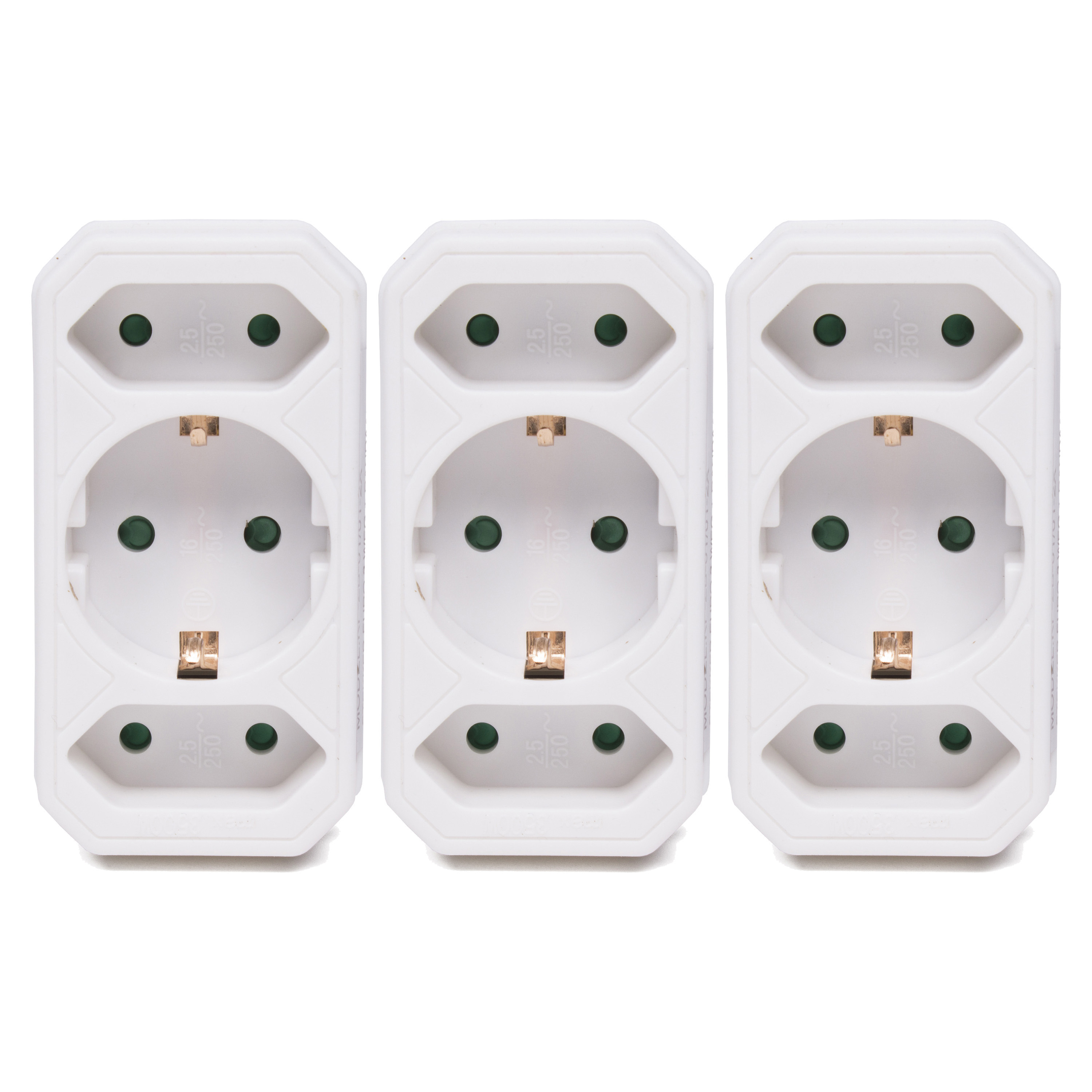 Stopcontact splitter - 3x - triple - wit - voor 3 stekkers - verdeelstekkers -