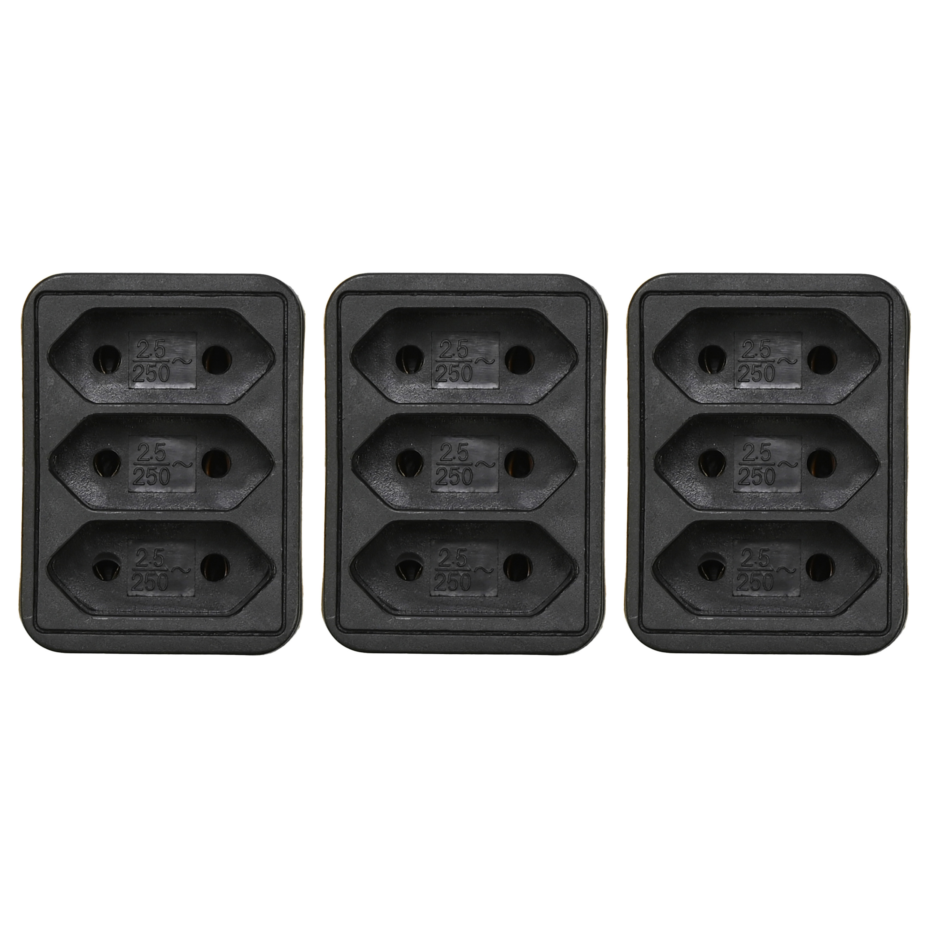 Stopcontact splitter - 3x - triple - zwart - voor 3 platte stekkers - verdeelstekkers -