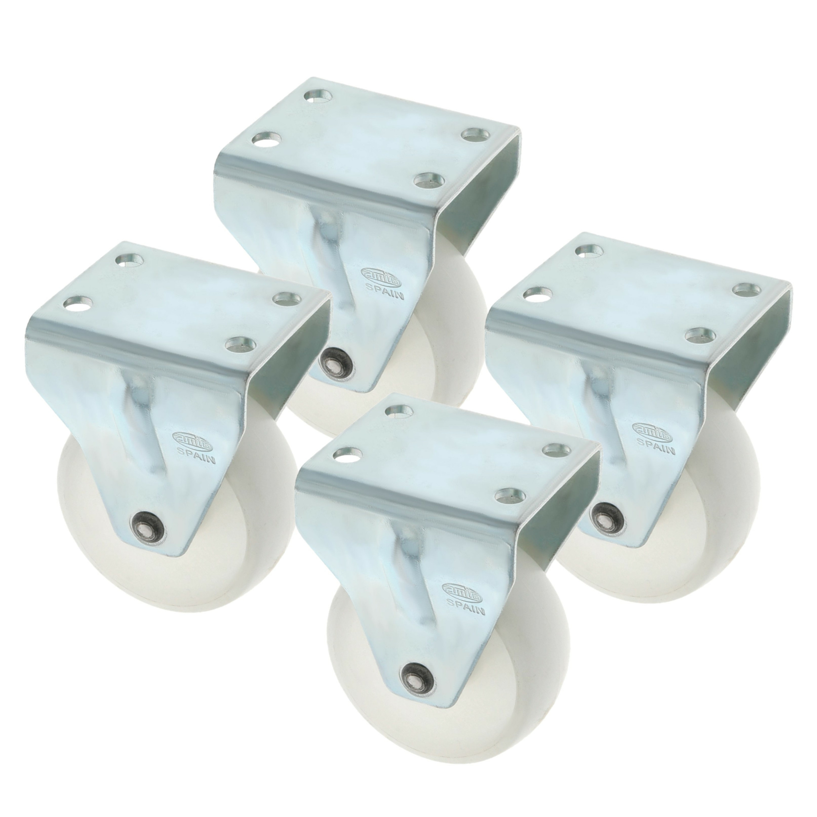 AMIG bokwiel/transportwiel - 4x - D60mm - polyamide - 60kg - wit -