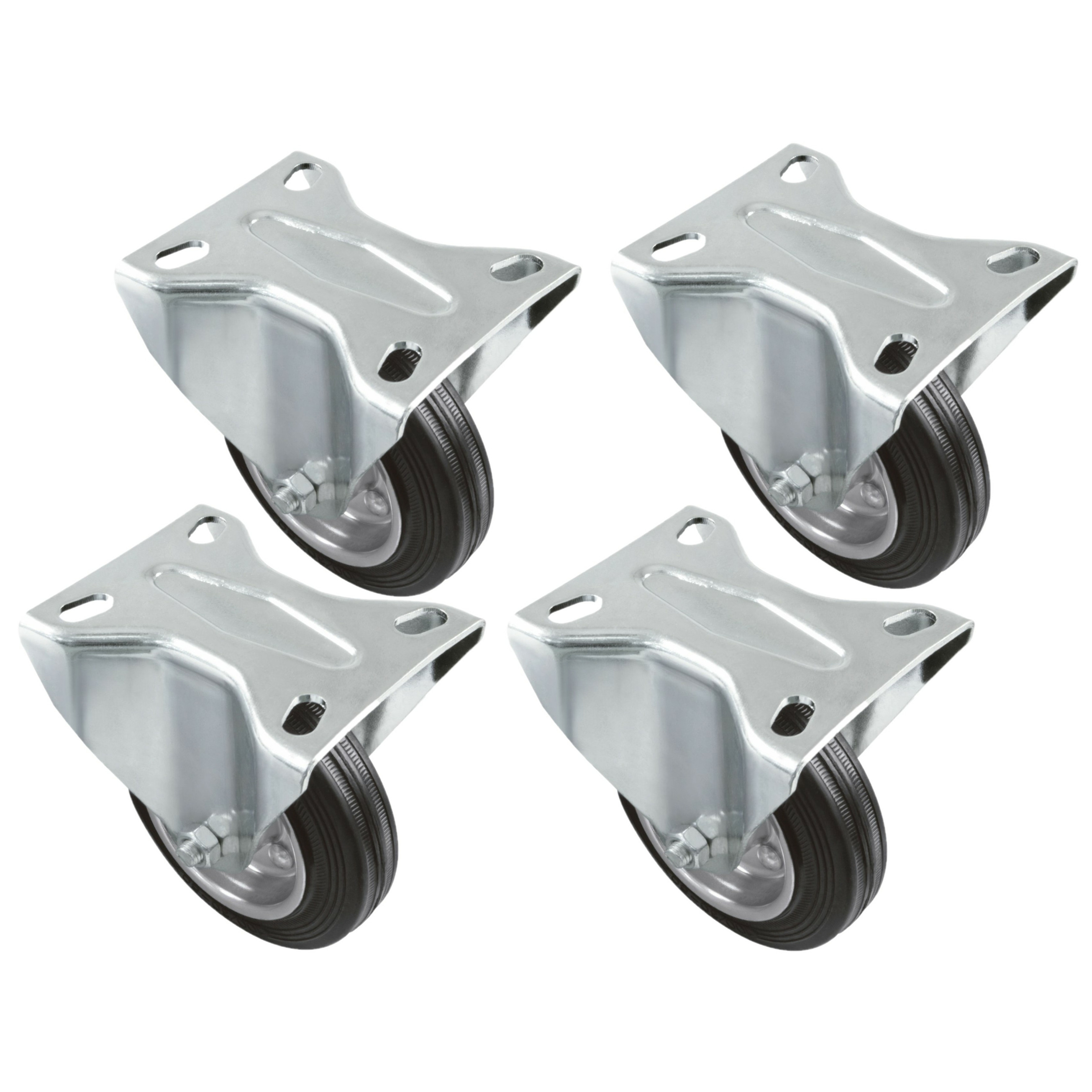 AMIG bokwiel/transportwiel - 4x - D80mm - rubber - 70kg - rollager -