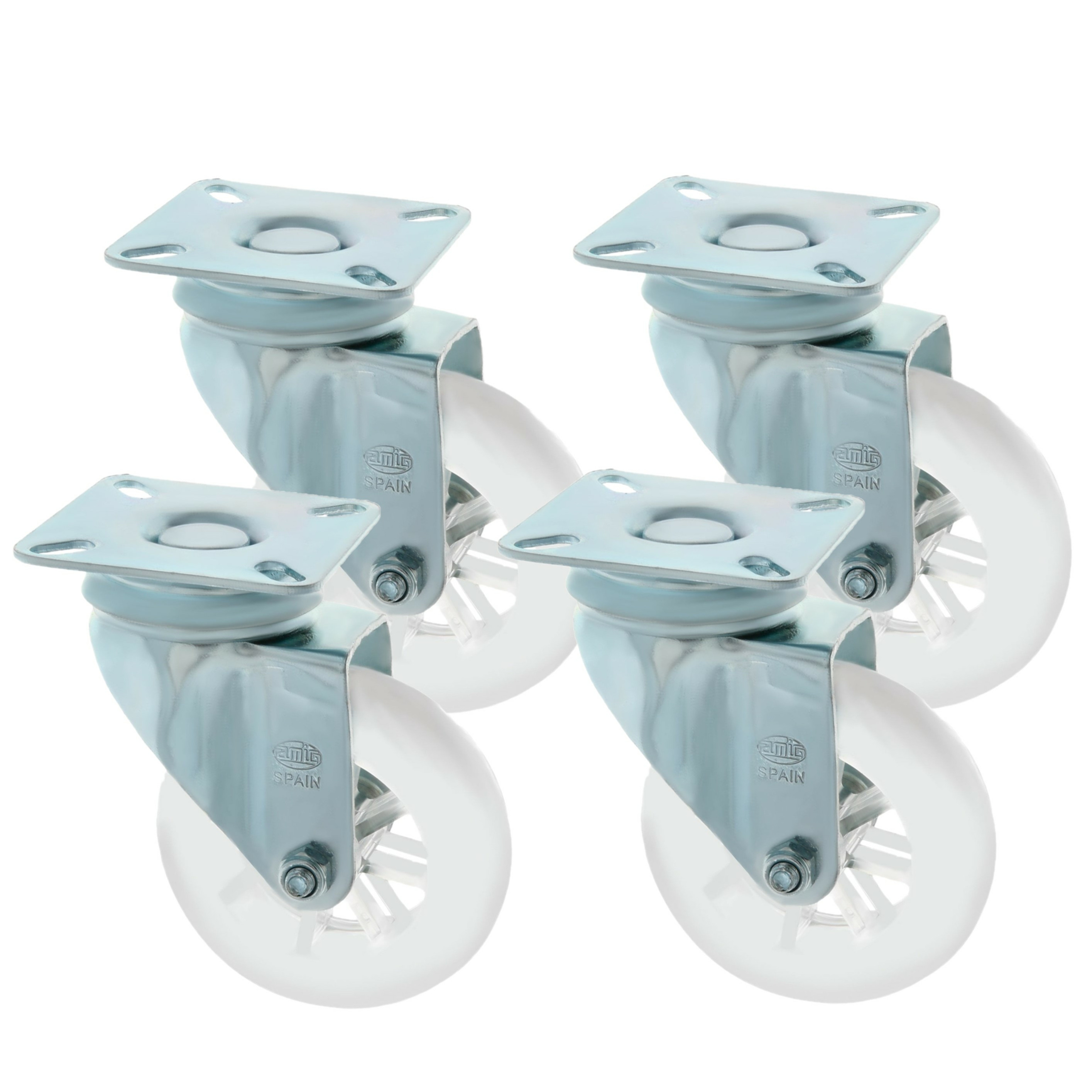 AMIG zwenkwiel/transportwiel - 4x - D50mm - polycarbonaat - 50kg - transparant -
