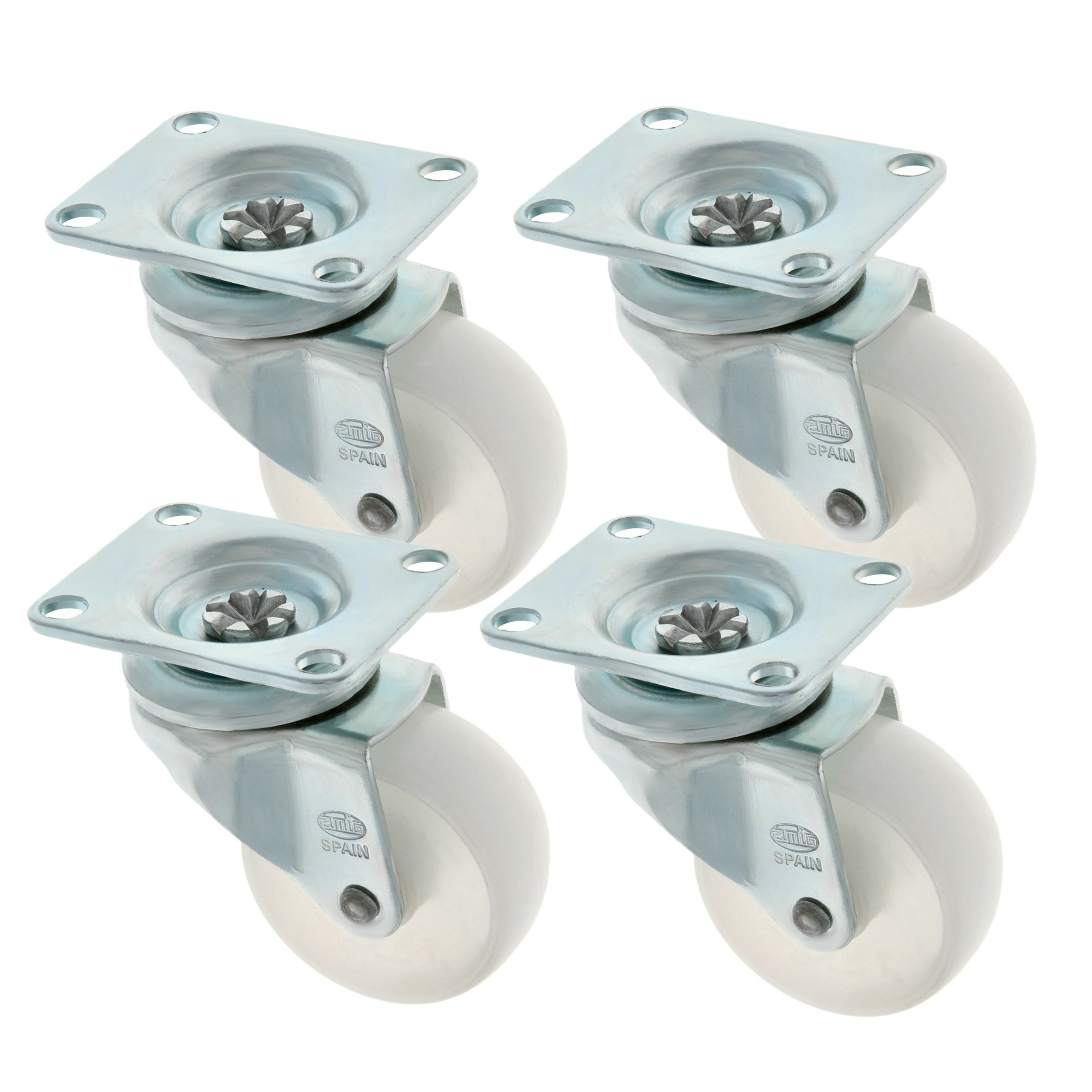 AMIG zwenkwiel/transportwiel - 4x - D40mm - polyamide - 30kg - wit -