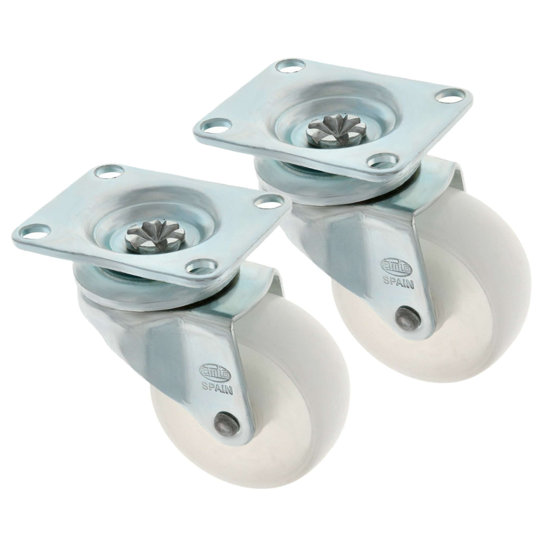 AMIG zwenkwiel/transportwiel - 2x - D60mm - polyamide - 60kg - wit -