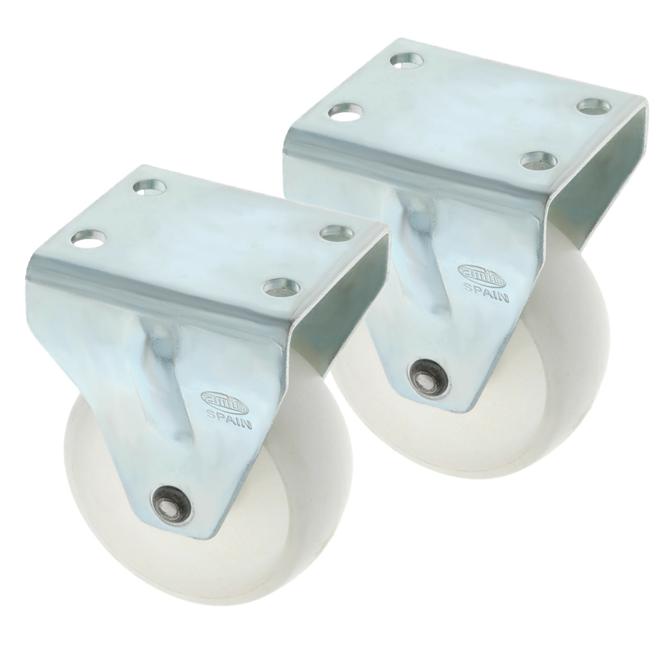 AMIG bokwiel/transportwiel - 2x - D60mm - polyamide - 60kg - wit -