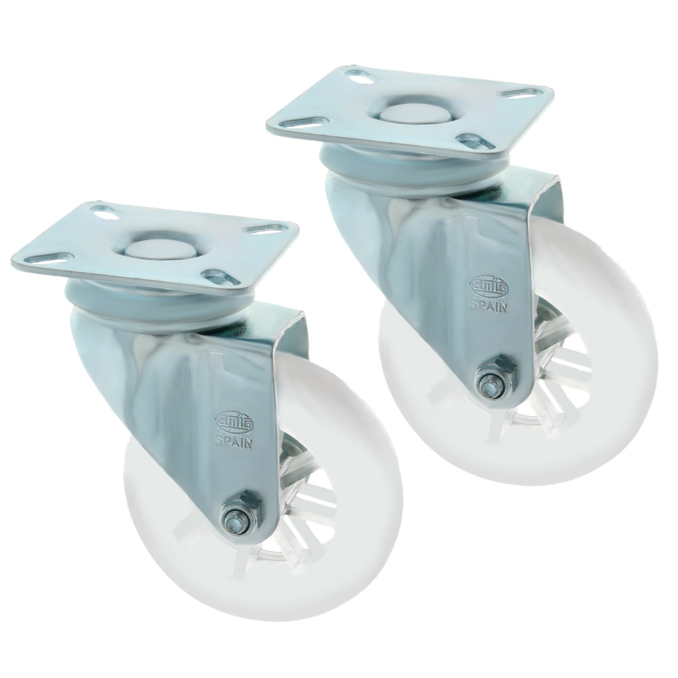 AMIG zwenkwiel/transportwiel - 2x - D50mm - polycarbonaat - 50kg - transparant -