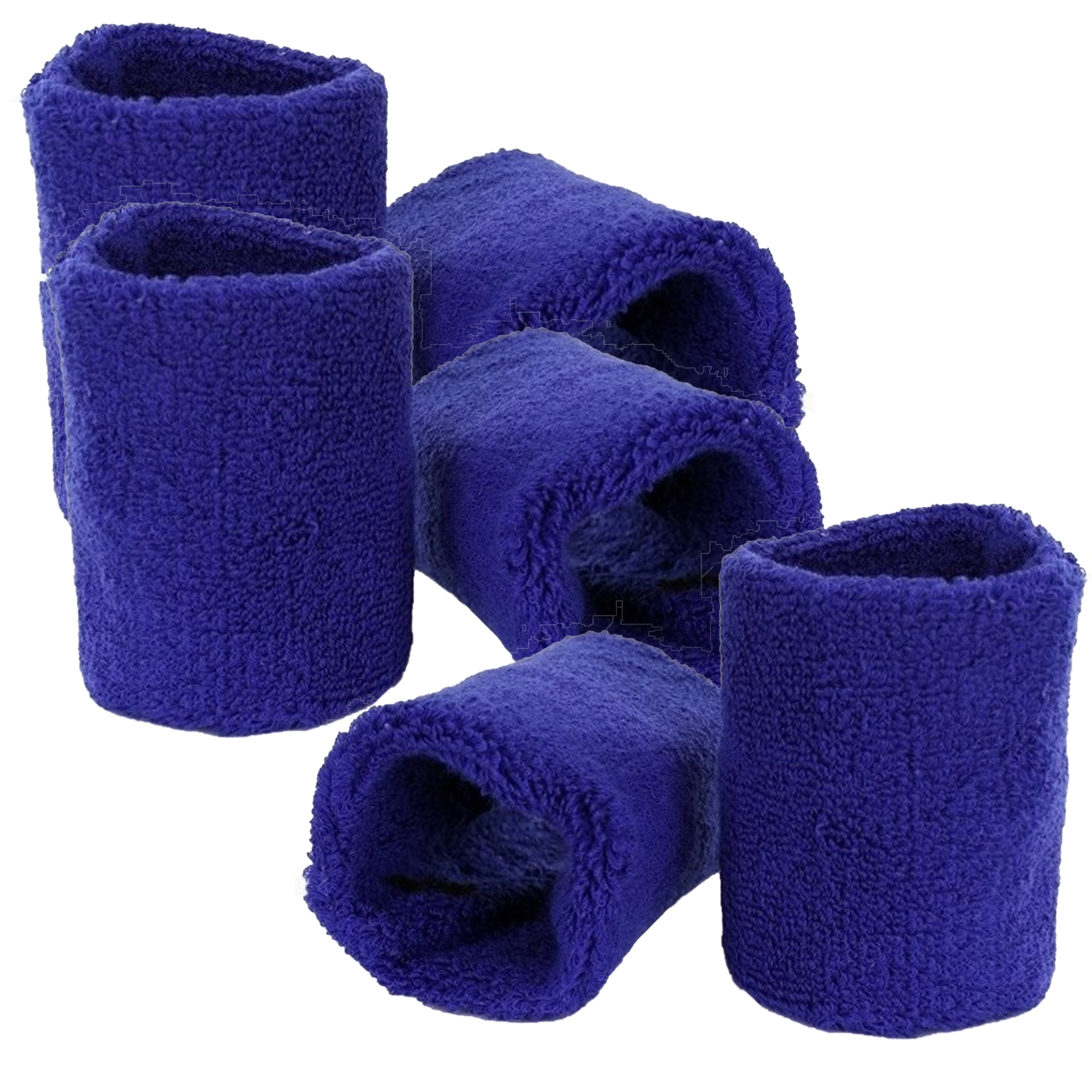 Pols zweetbandjes blauw voor volwassenen 6x stuks -