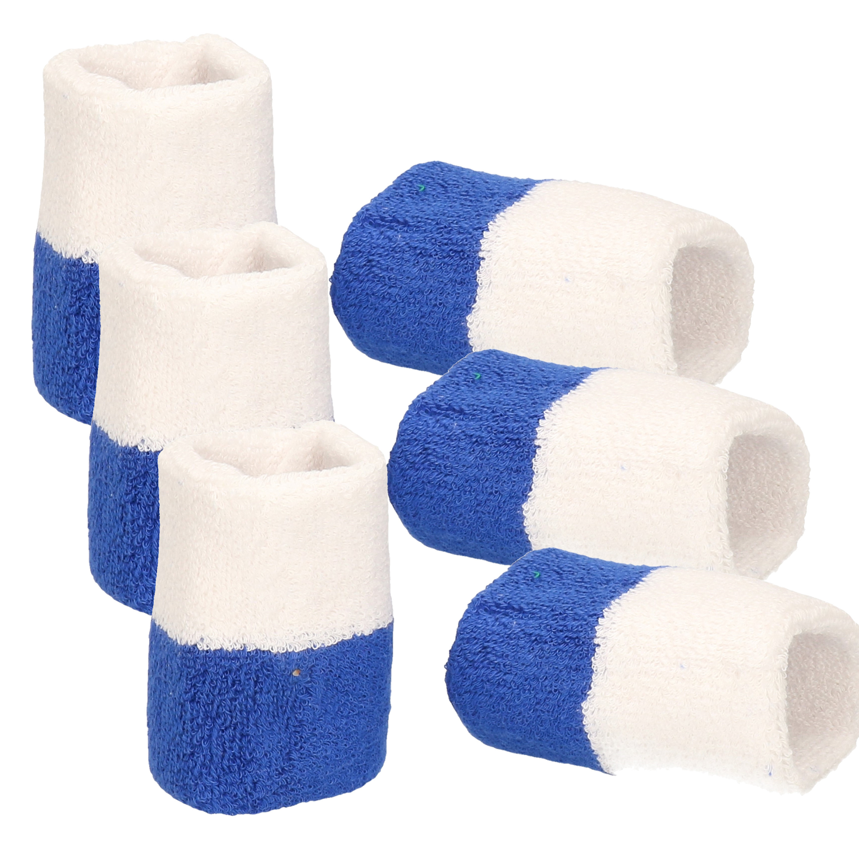 Pols zweetbandjes blauw/wit - voor volwassenen - 6x stuks -