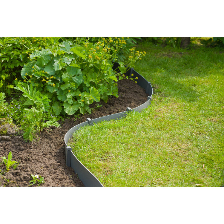 Nature Borderrandset met bijpassende grondpennen begrenzing H 15 cm x 10 m