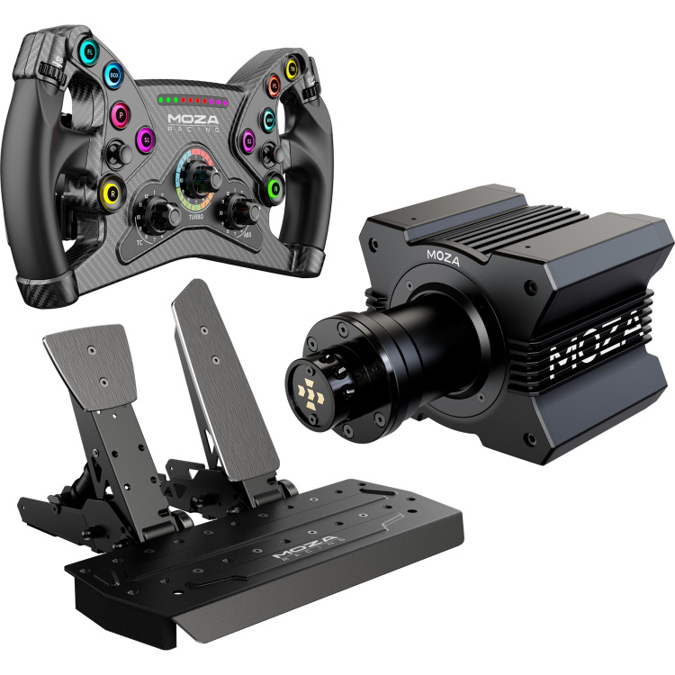 MOZA R9 + KS + SR-P Bundel stuur Basis, stuur en pedalen